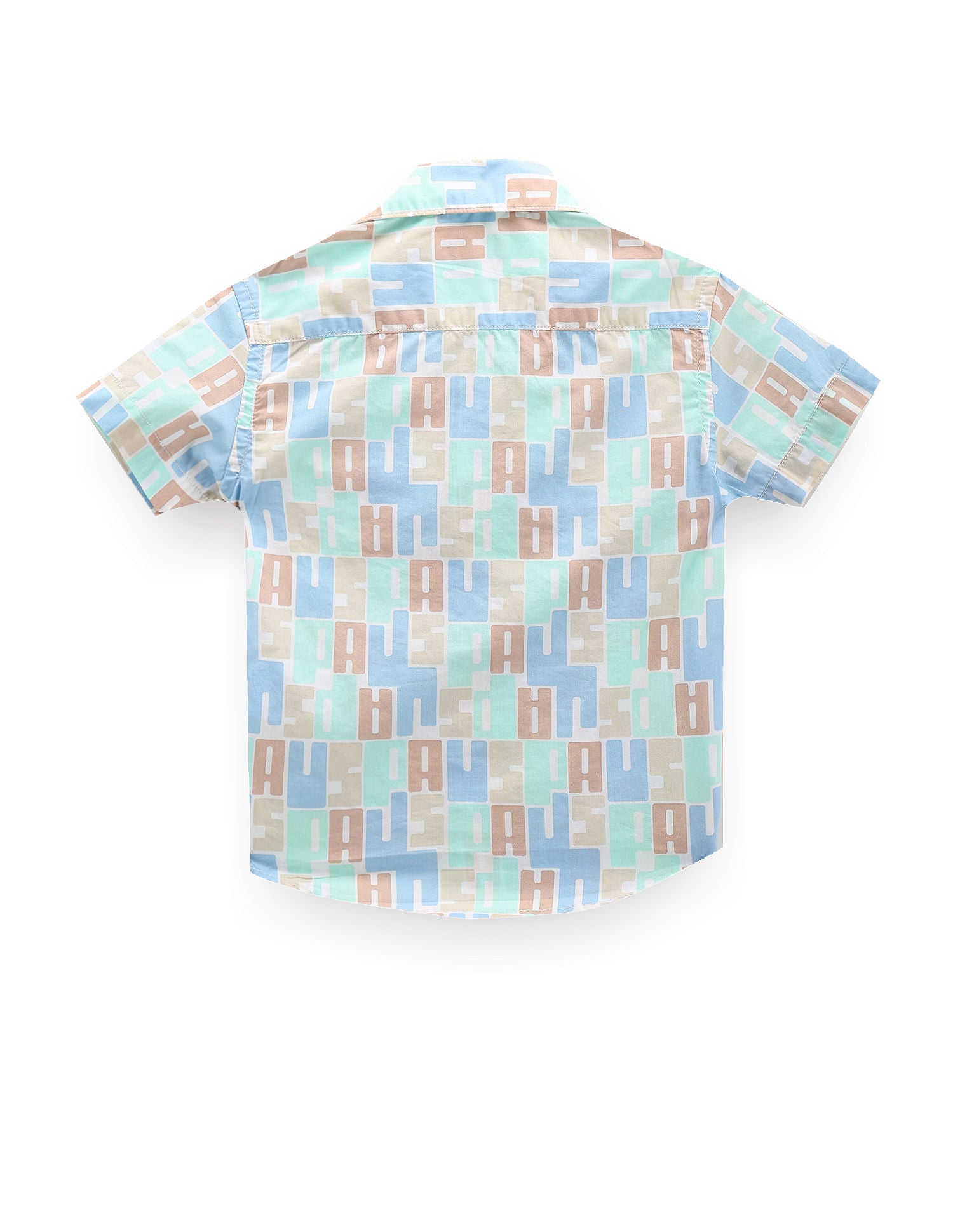 Boys Typographic Print Shirt Blue, Green and Brown - U.S. Polo Assn. India | Large