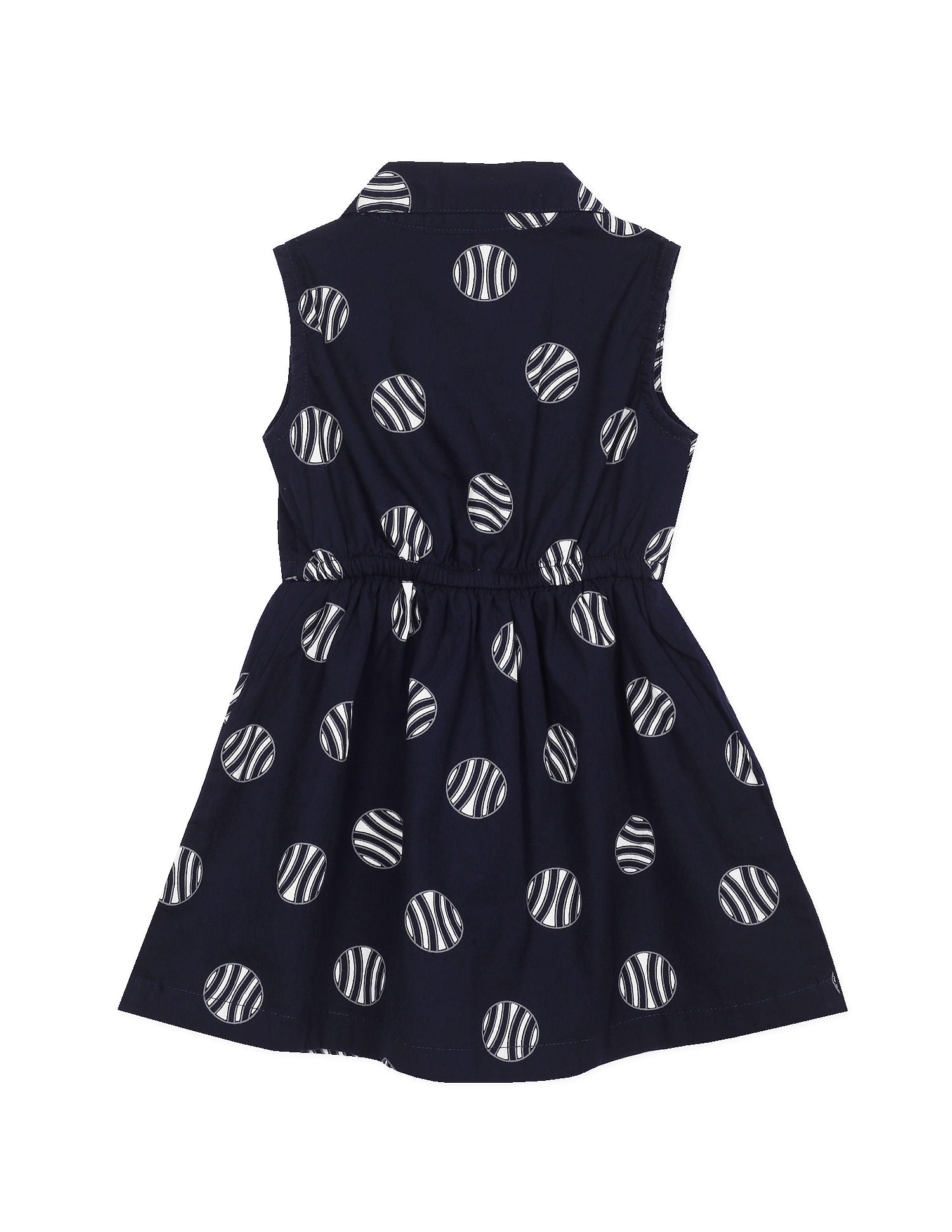 Girls Navy Shirt Collar Printed Fit And Flare Dress Navy - U.S. POLO ASSN. | Large