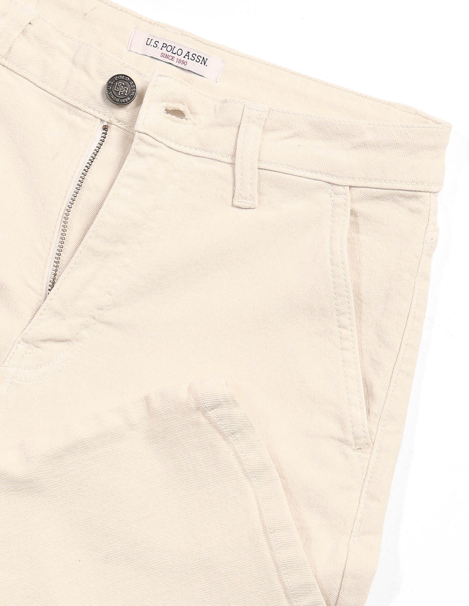 High Rise Wide Leg Cargo Jeans Ecru - U.S. POLO ASSN. | Large