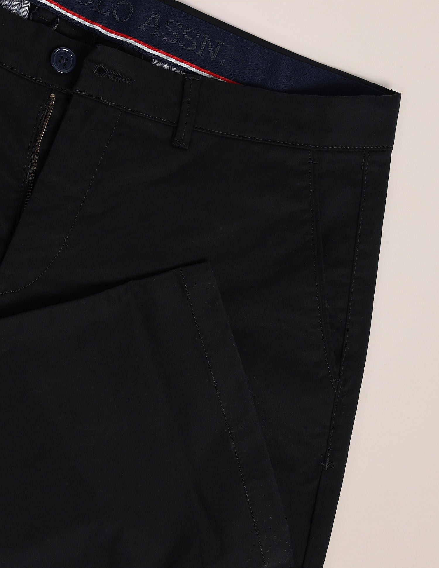 Riley Fit Solid Trousers Black - U.S. Polo Assn. India | Large