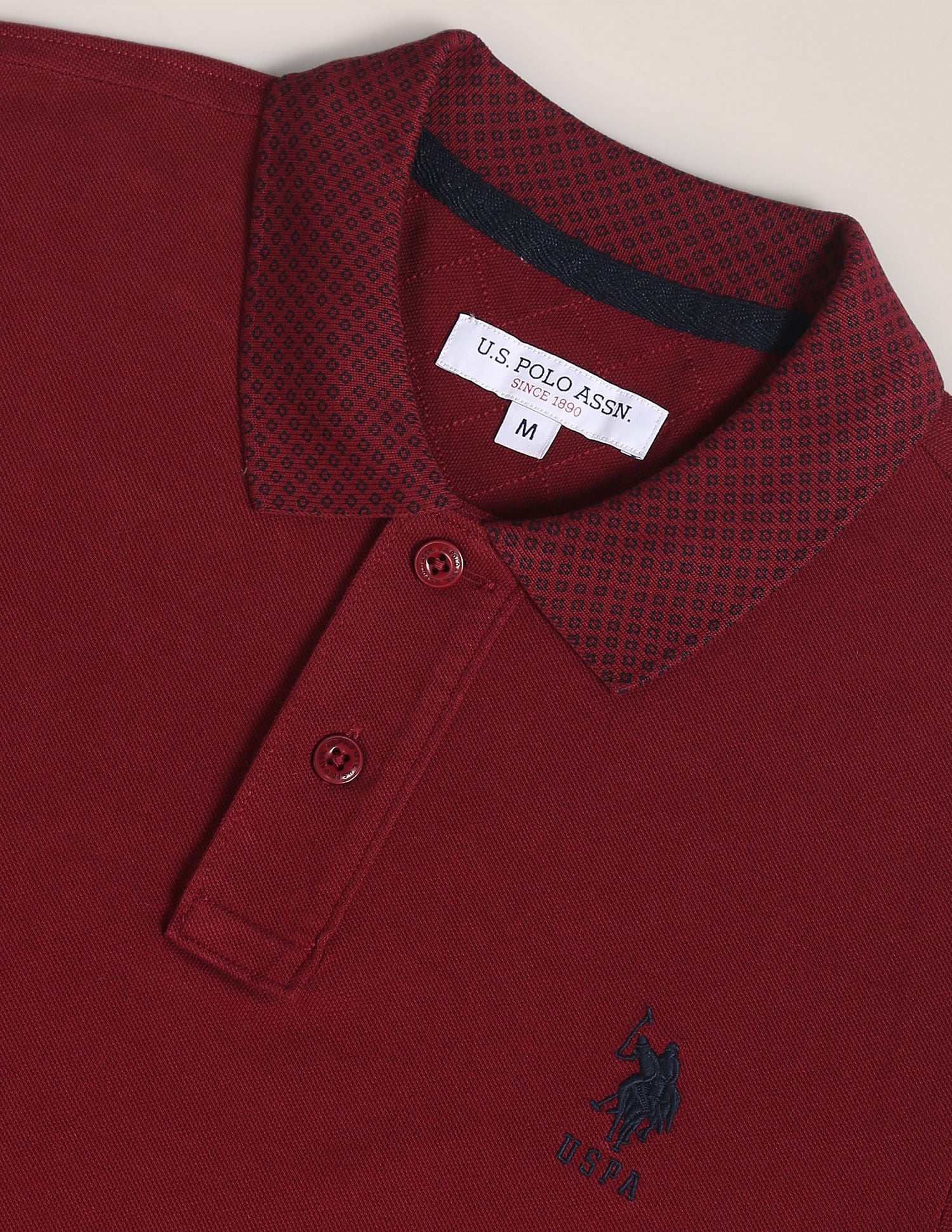 Solid Cotton Polo Shirt Maroon - U.S. Polo Assn. India | Large