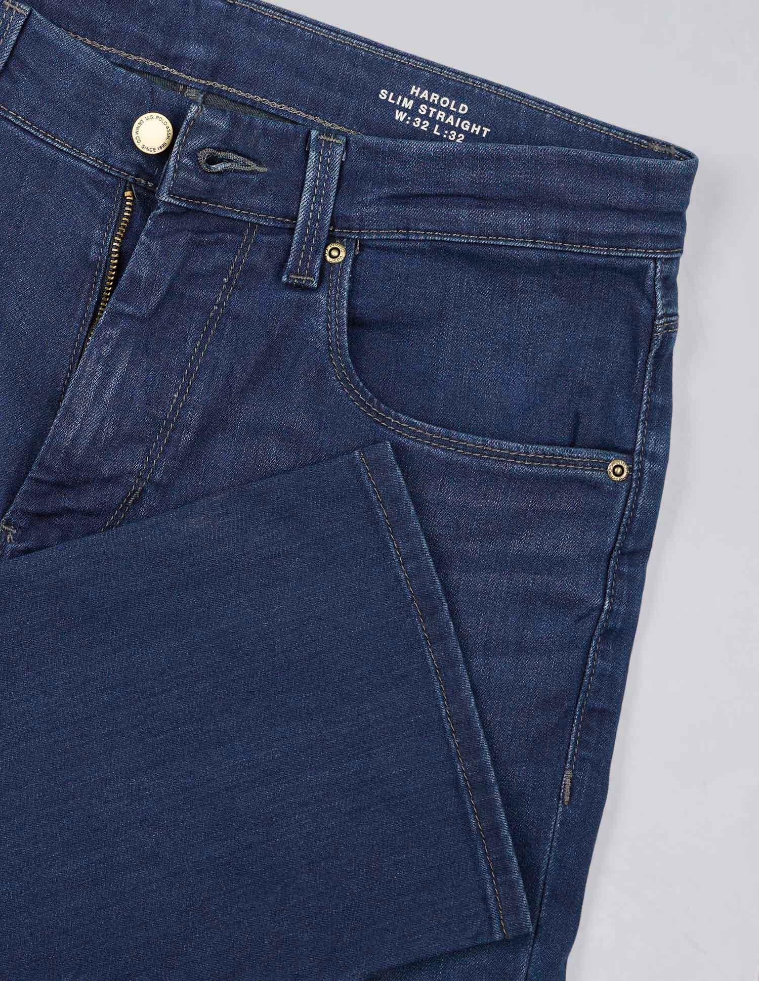 Harold Slim Straight Fit Blue Jeans Mid Wash - U.S. POLO ASSN. | Large