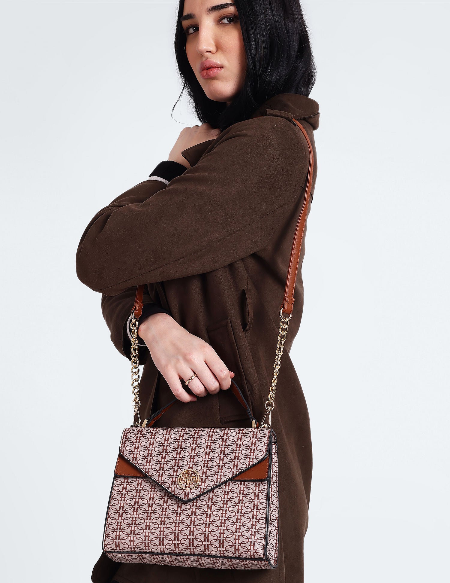 All Over Geometric Print Sling Bag Beige - U.S. POLO ASSN. | Large