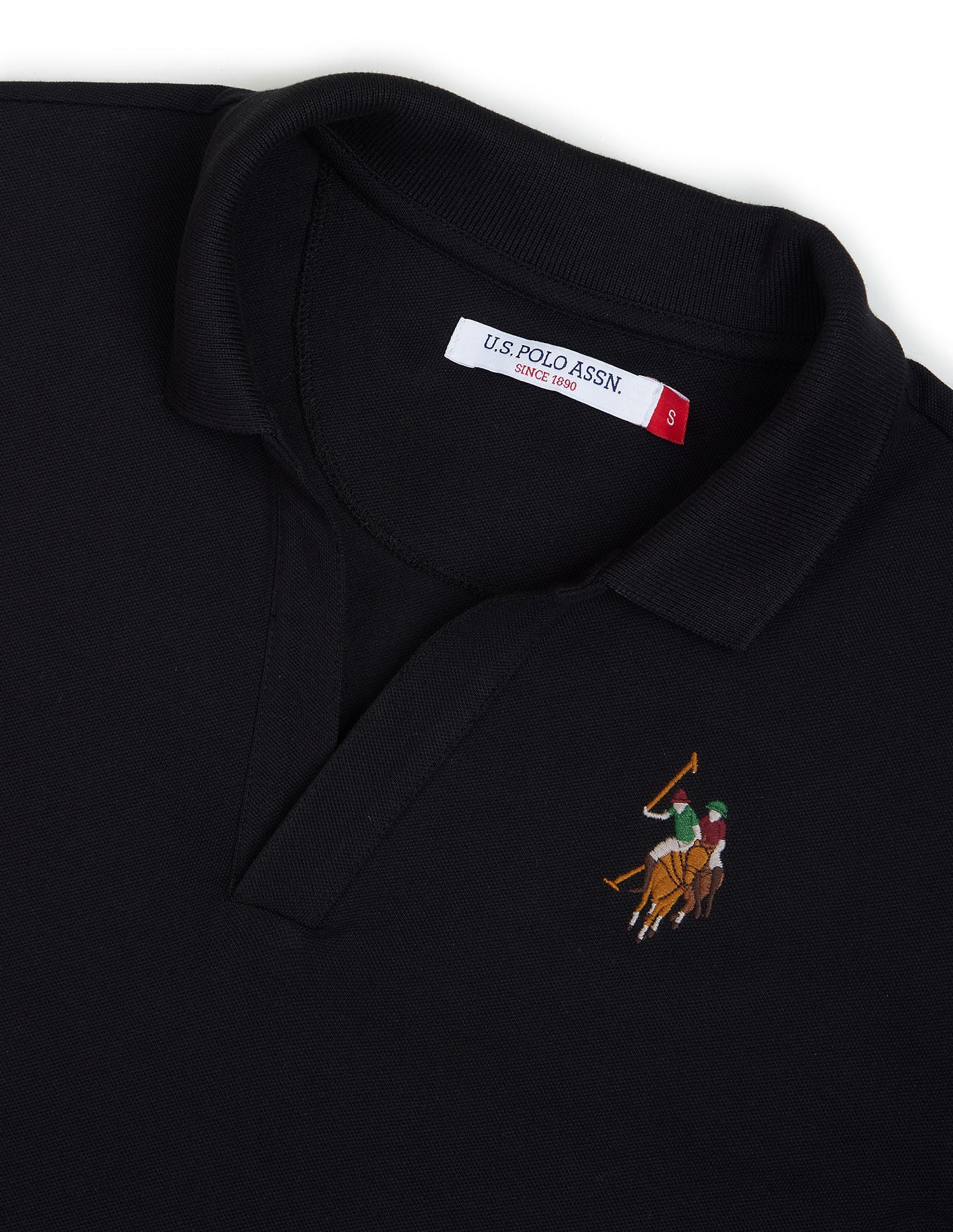 Contrast Logo Crop Polo Shirt Black - U.S. POLO ASSN. | Large