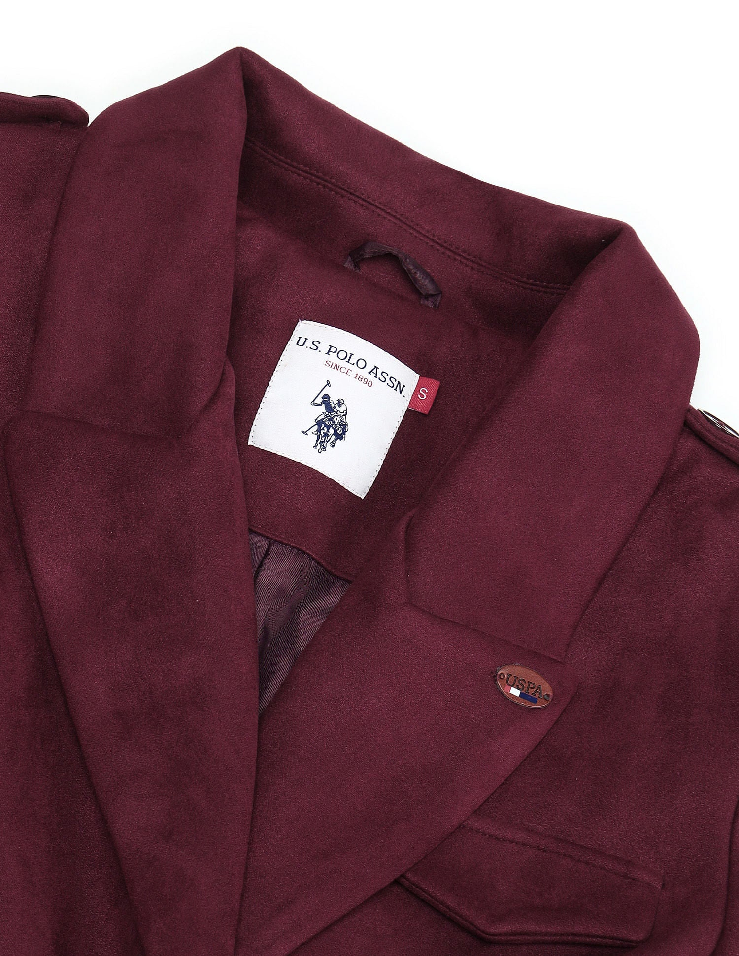 Longline Lapel Collar Jacket Wine - U.S. POLO ASSN. | Large