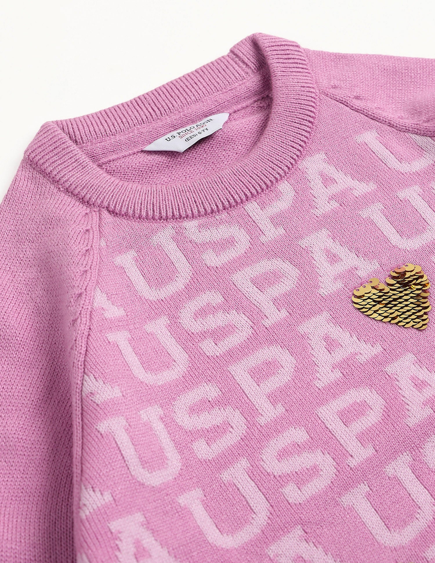 Girls Flip Sequence Sweater Bonbon Pink - U.S. POLO ASSN. | Large