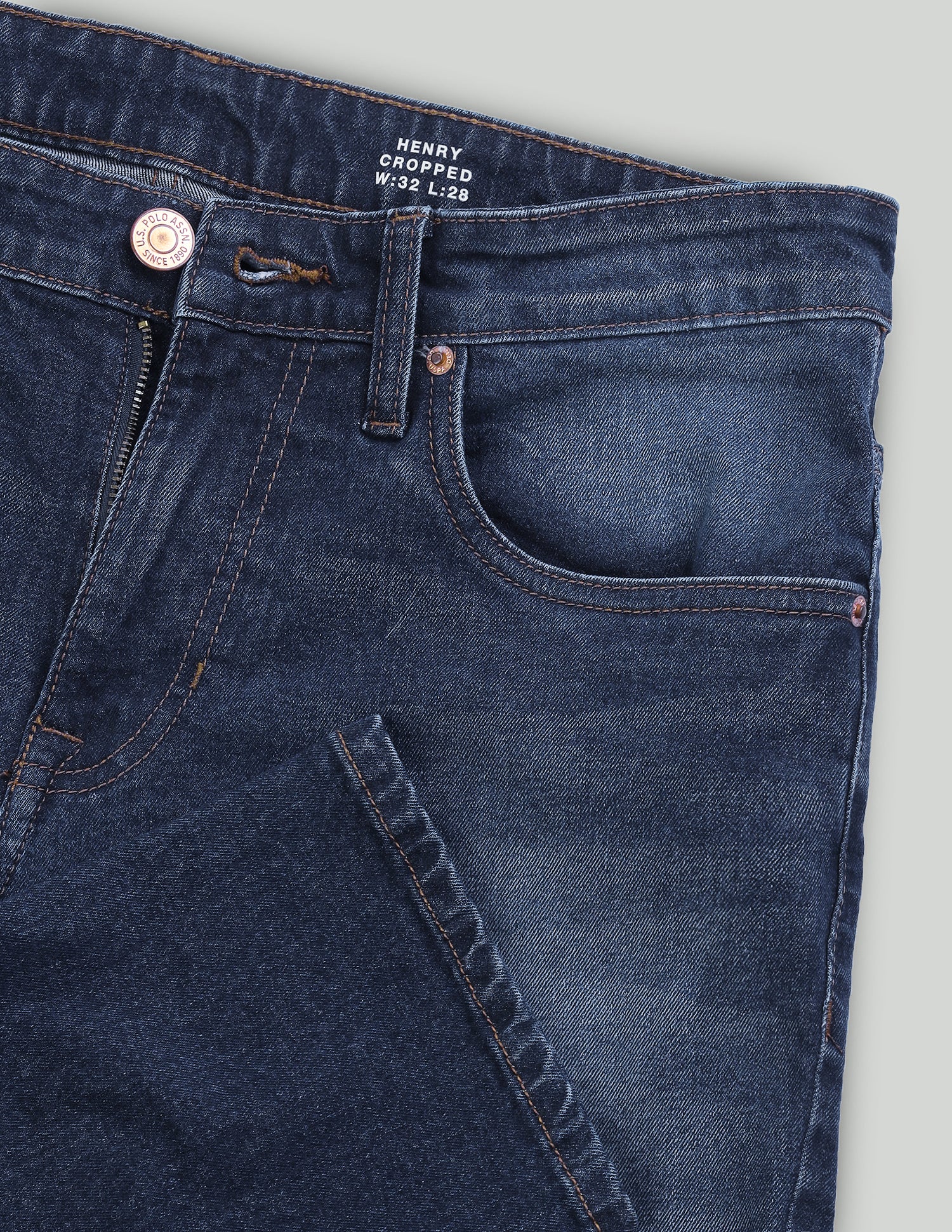 Henry Tapered Cropped Fit Blue Jeans Blue - U.S. Polo Assn. India | Large