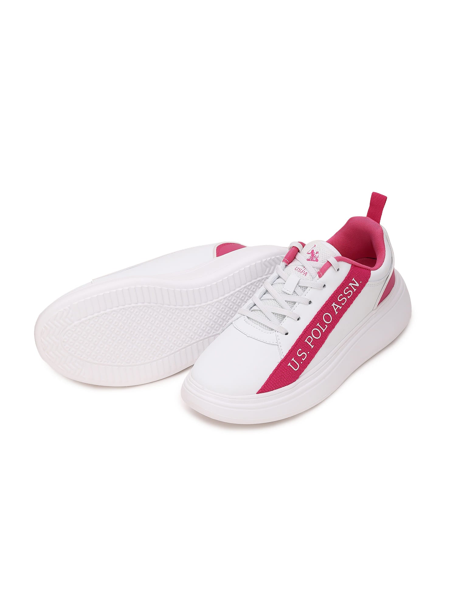 Women Brand Tape Lianna Sneakers White and Pink - U.S. Polo Assn. India | Large