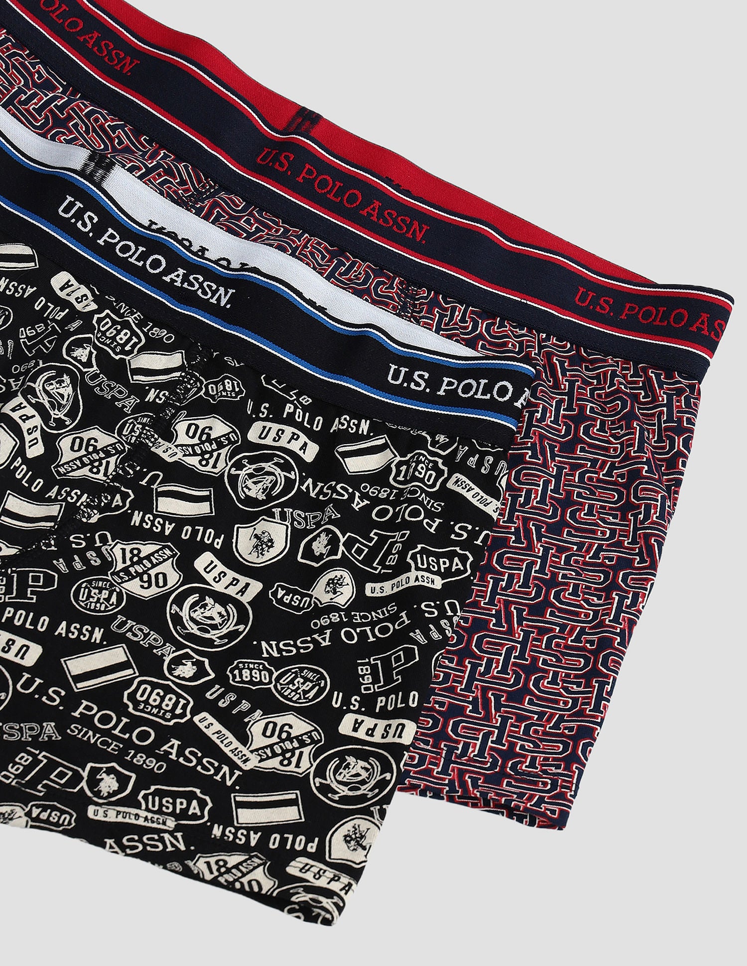 Elasticized Waist Printed I616 Trunks - Pack Of 2 Black and Navy - U.S. POLO ASSN. | Large