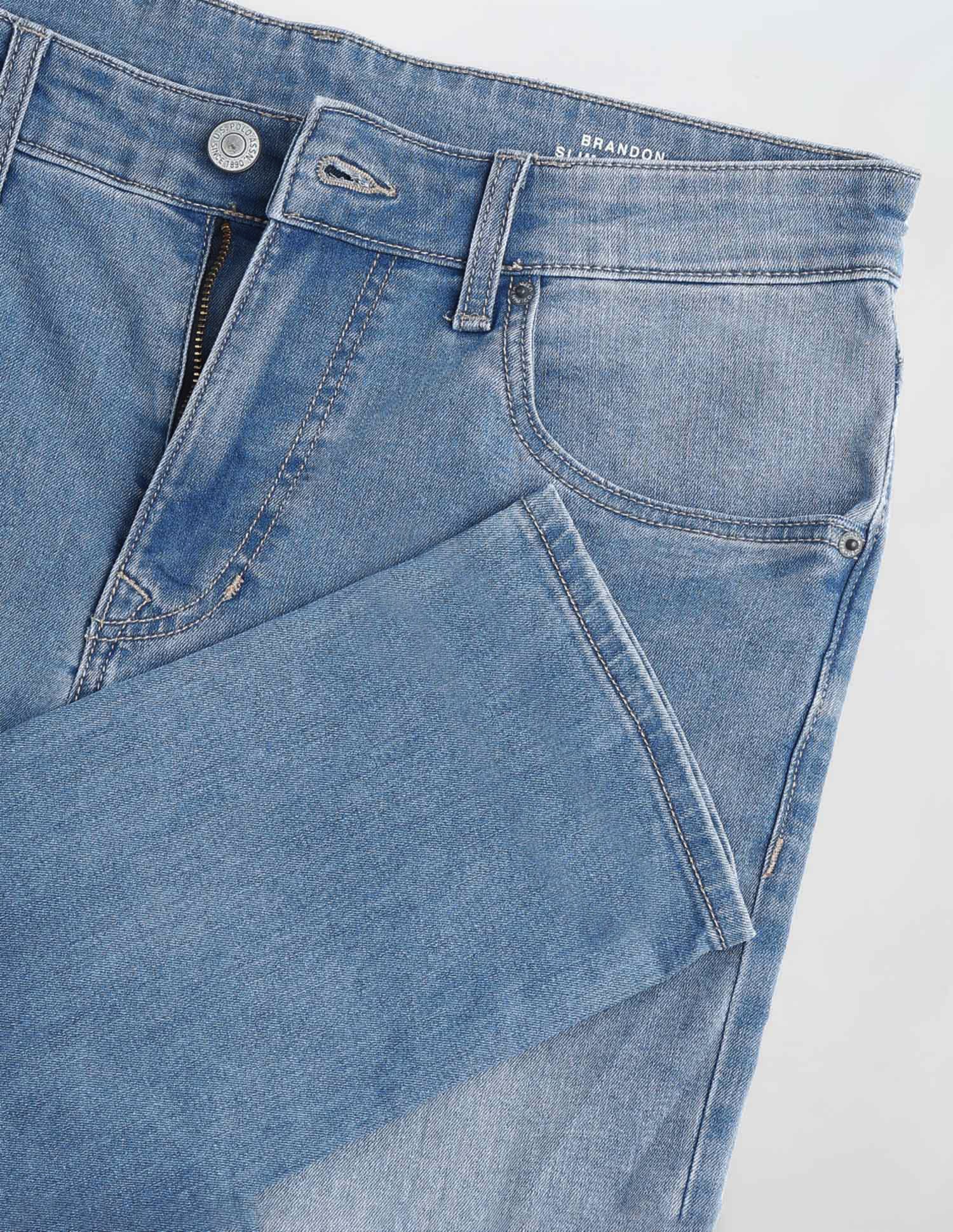 Brandon Slim Tapered Fit Blue Jeans Light Indigo - U.S. POLO ASSN. | Large