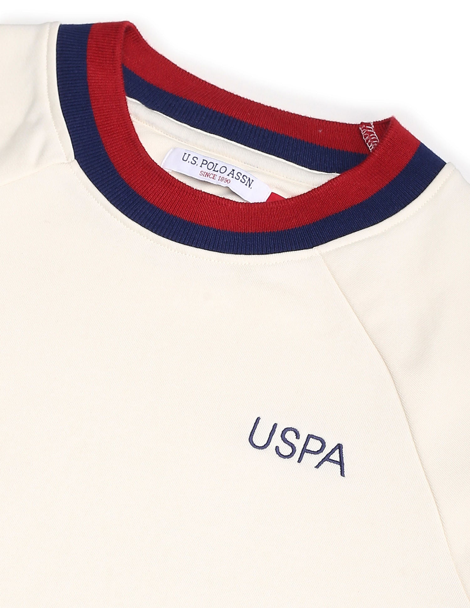 Raglan Sleeve Embroidered Logo Sweatshirt Off White - U.S. POLO ASSN. | Large