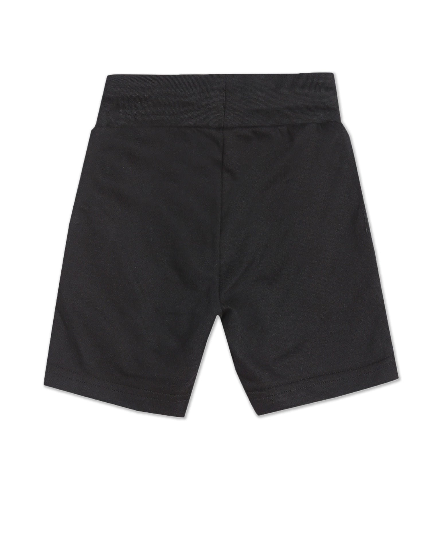 Boys Black Elasticized Waist Brand Print Shorts Black - U.S. Polo Assn. India | Large
