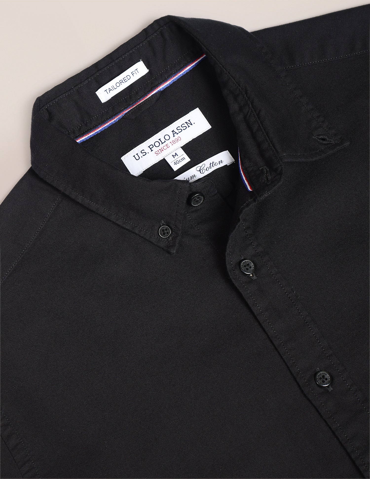 Premium Cotton Solid Shirt Black - U.S. POLO ASSN. | Large