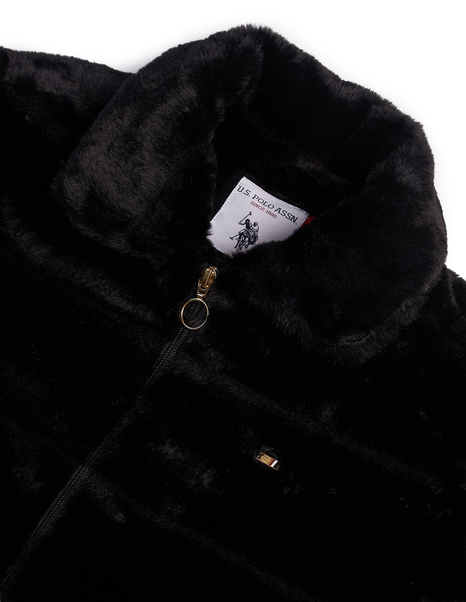 Zip Up Fur Jacket Black - U.S. POLO ASSN. | Large