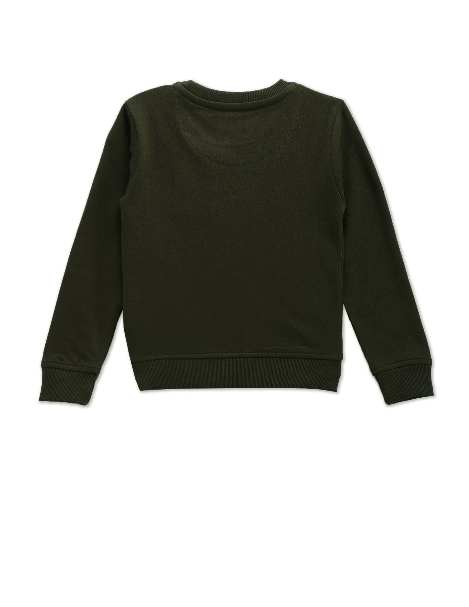 Brand Print Cotton Sweatshirt Dark Olive - U.S. Polo Assn. India | Large