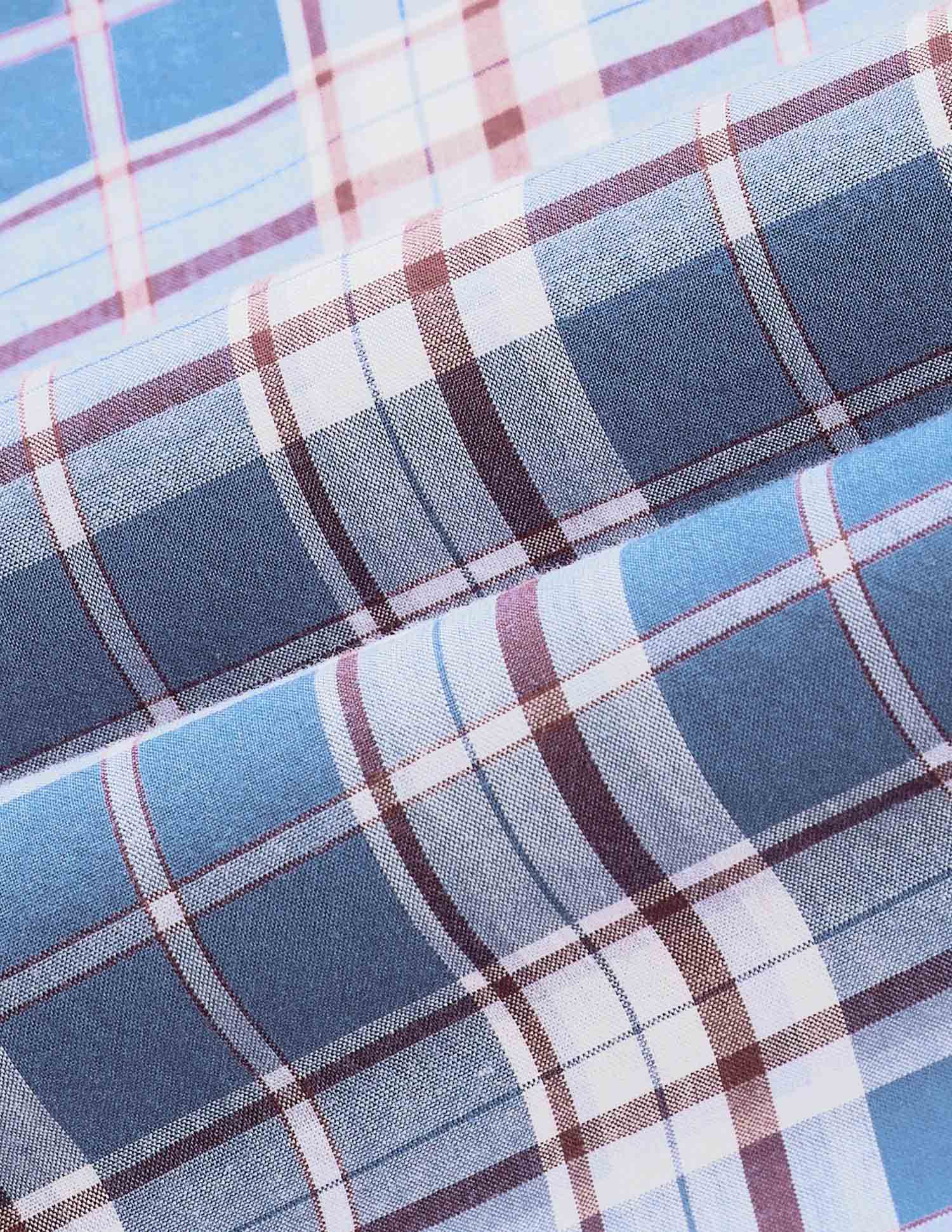 Grid Tattersall Checked Tailored Fit Shirt Medium Blue - U.S. Polo Assn. India | Large