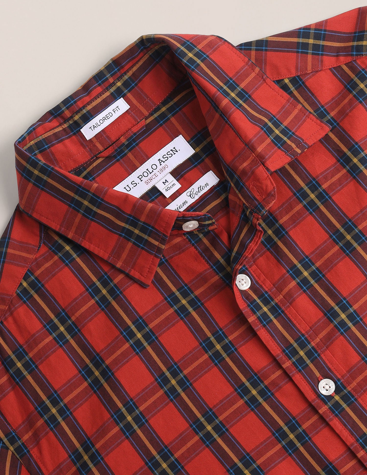 Tartan Check Tailored Fit Shirt Red - U.S. Polo Assn. India | Large