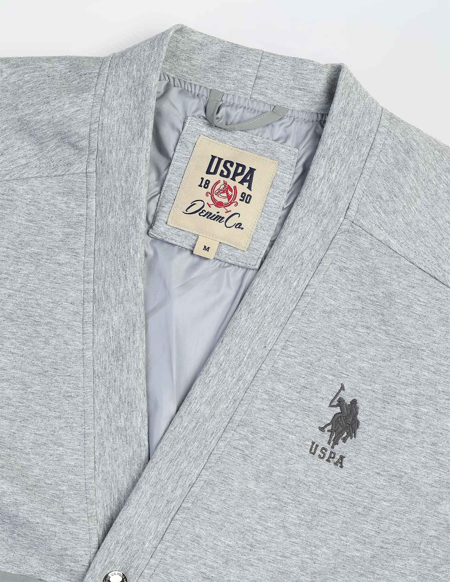 Solid Regular Fit Jacket Grey Melange - U.S. Polo Assn. India | Large