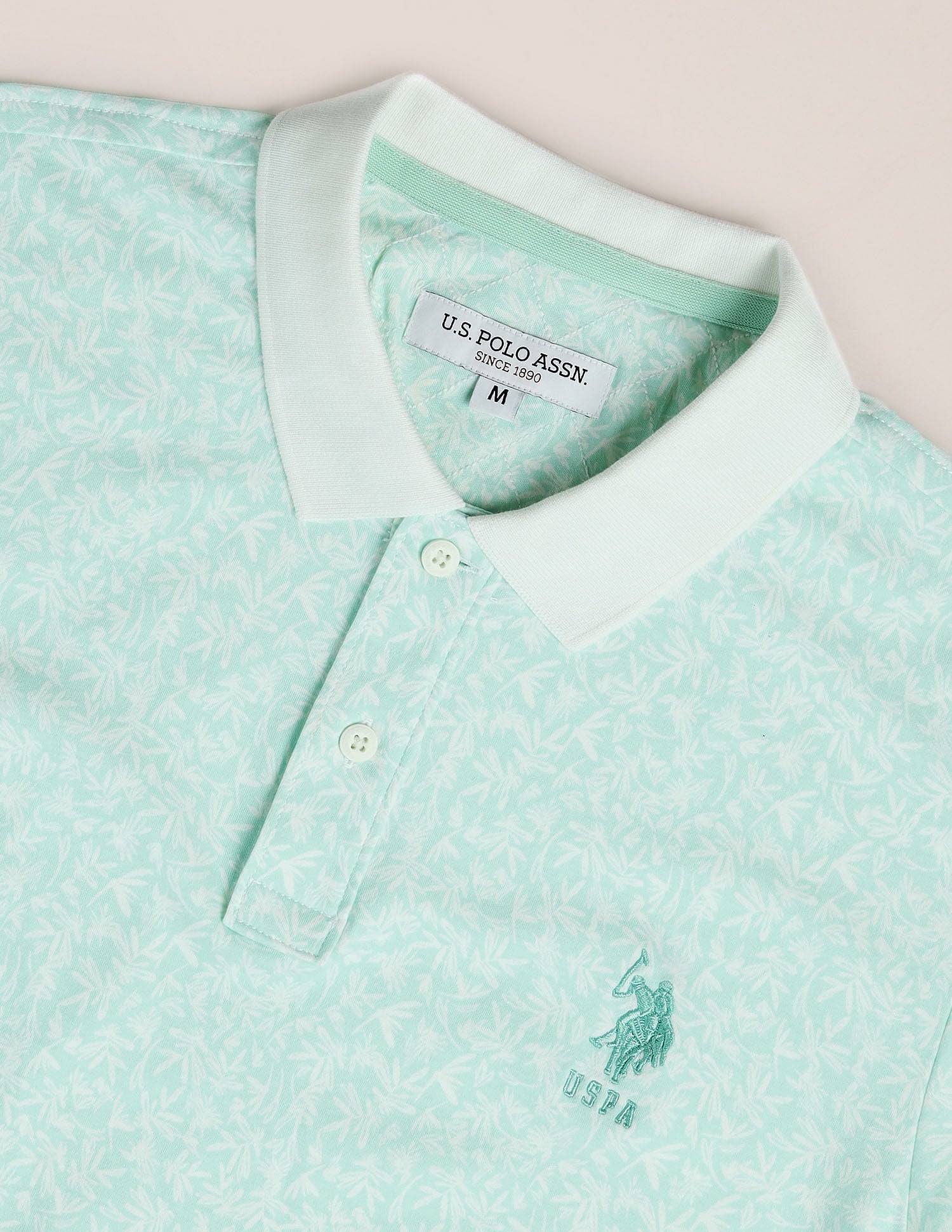 Tropical Print Logo Polo Shirt Green - U.S. Polo Assn. India | Large