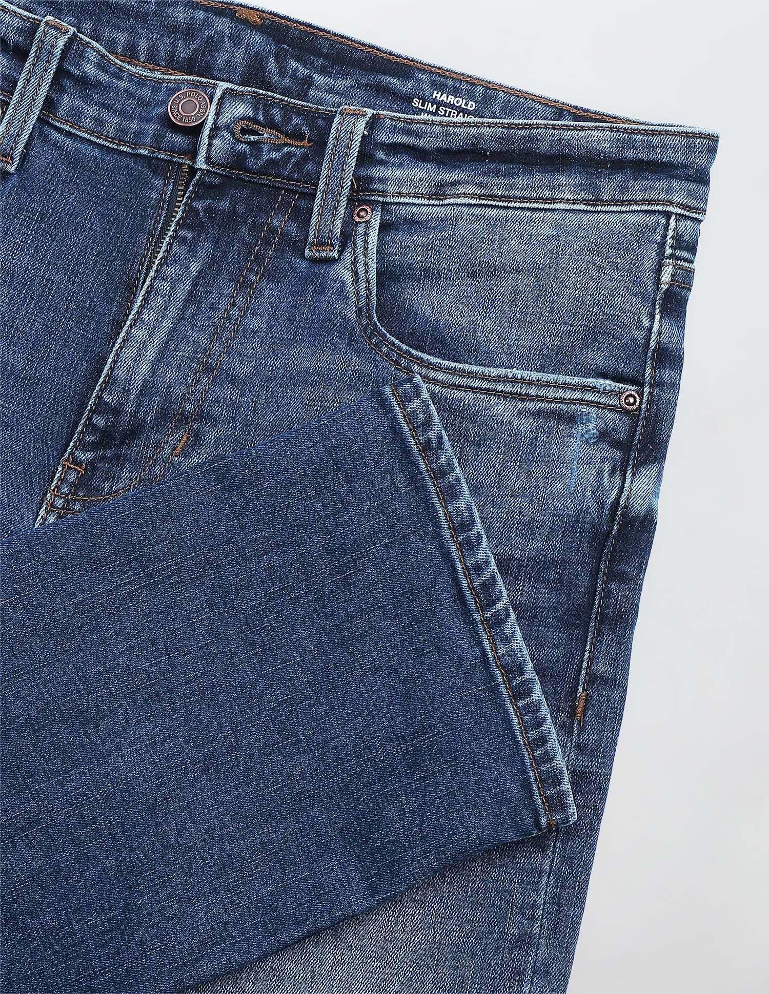 Harold Slim Straight Fit Blue Jeans Dark Blue - U.S. Polo Assn. India | Large