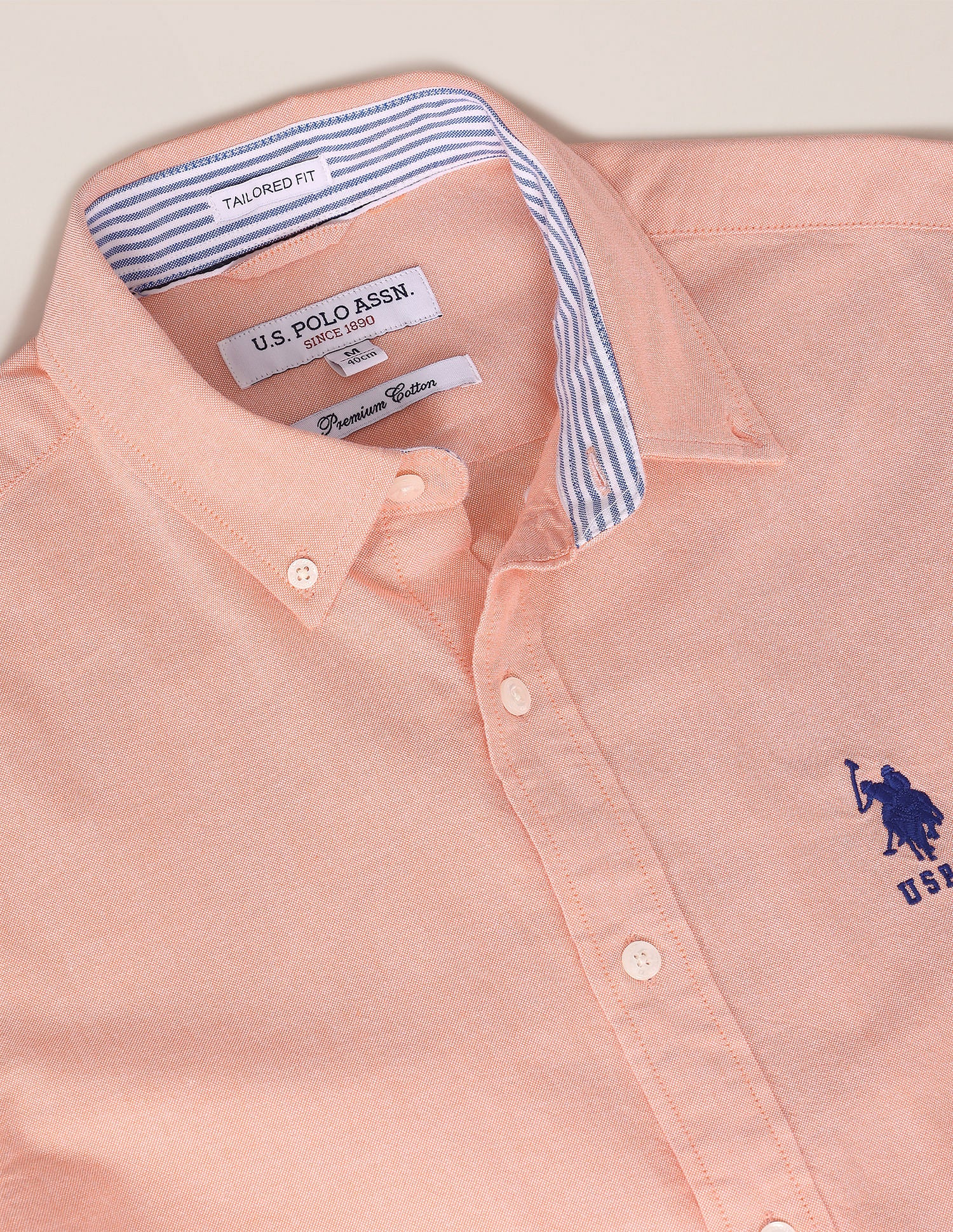Button Down Collar Solid Casual Shirt Orange - U.S. POLO ASSN. | Large