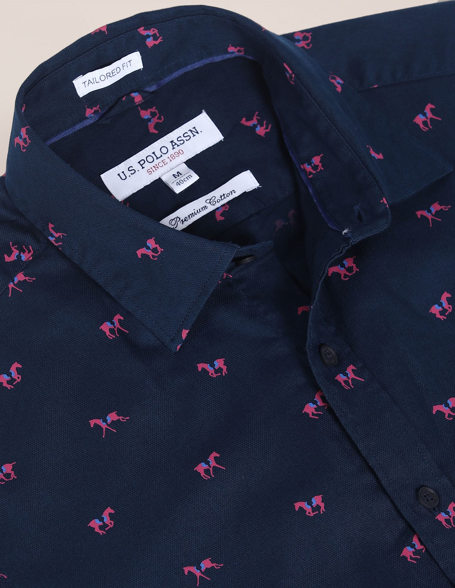 Spread Collar Printed Casual Shirt Navy - U.S. Polo Assn. India | Large
