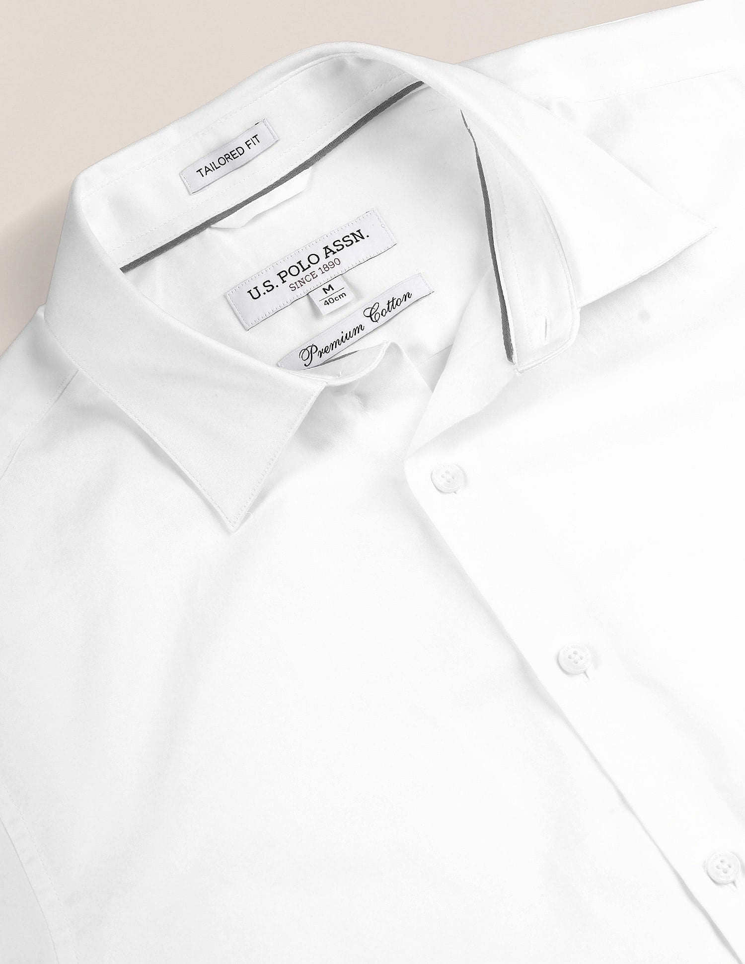 Semi-Cutaway Collar Solid Shirt White - U.S. POLO ASSN. | Large