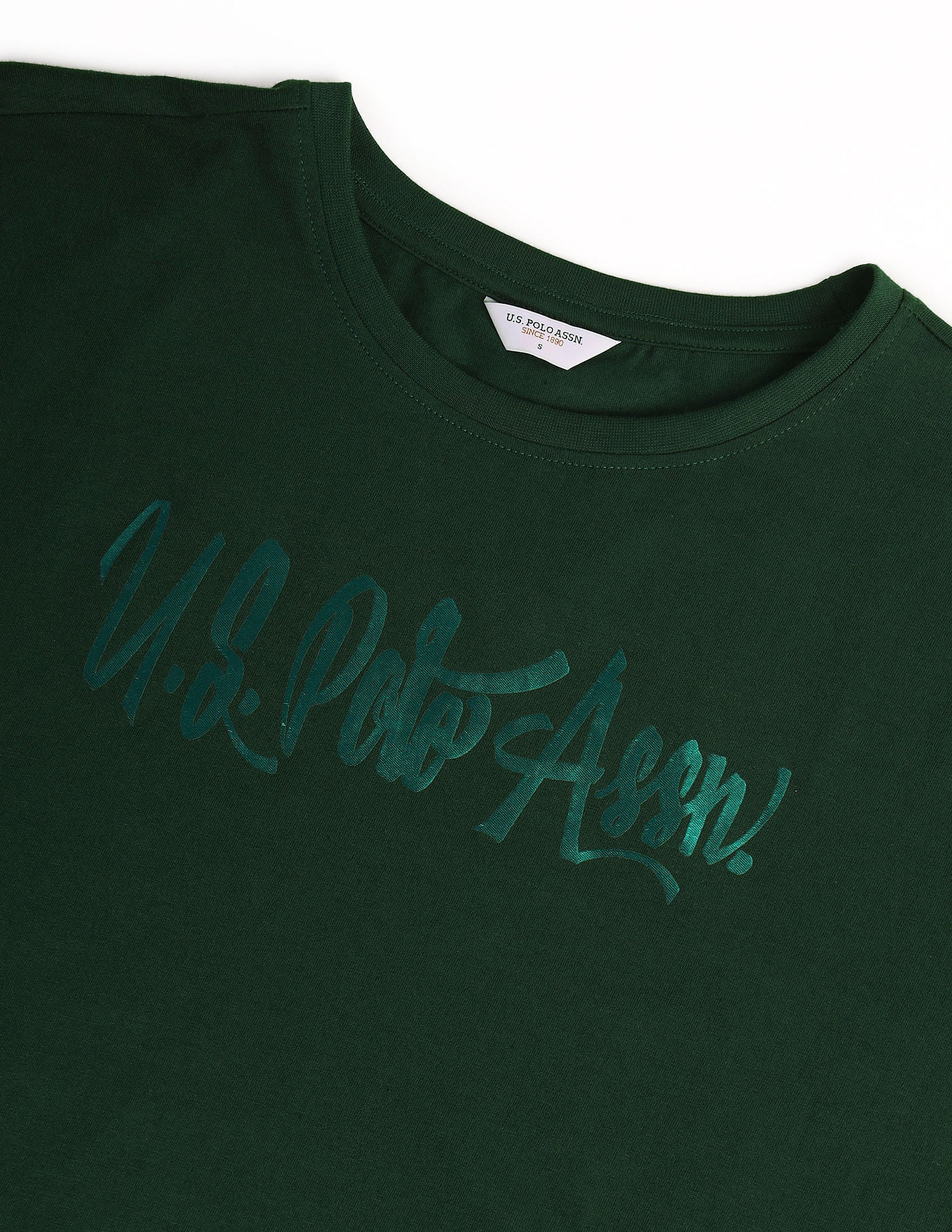 Tonal Logo Cotton Boyfriend T-Shirt Green - U.S. POLO ASSN. | Large