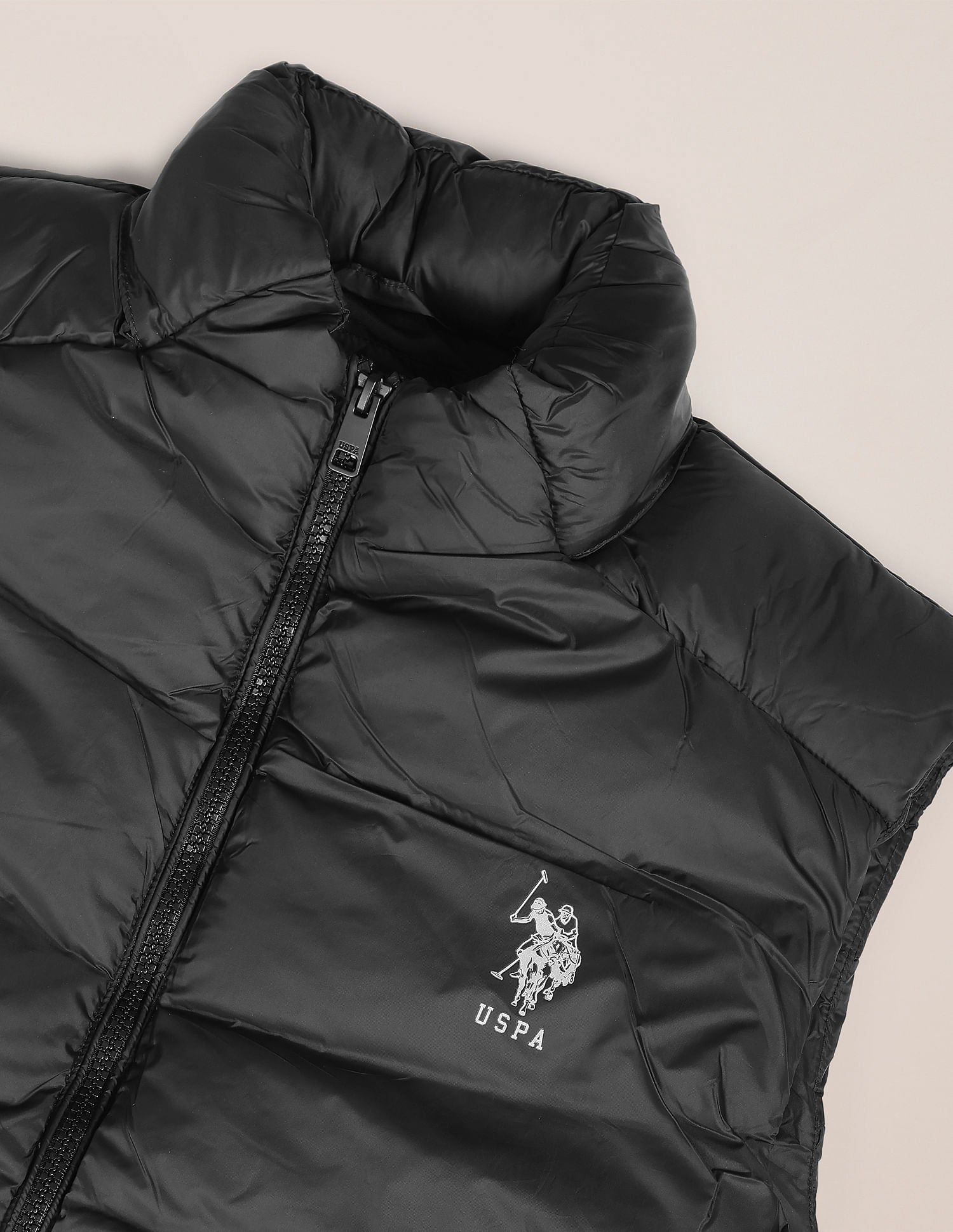 Concealed Hood Sleeveless Jacket Black - U.S. POLO ASSN. | Large