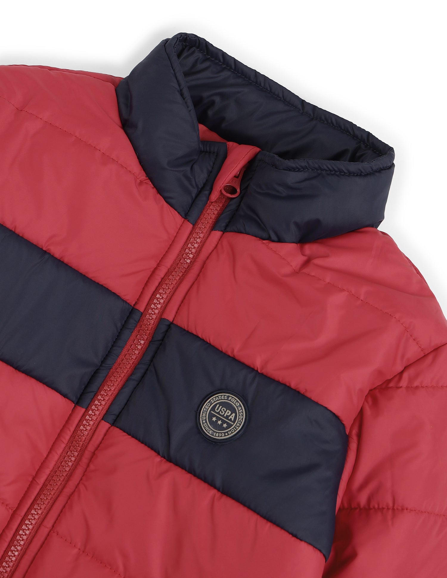 Boys Colour Blocked Mock Collar Jacket Red - U.S. POLO ASSN. | Large