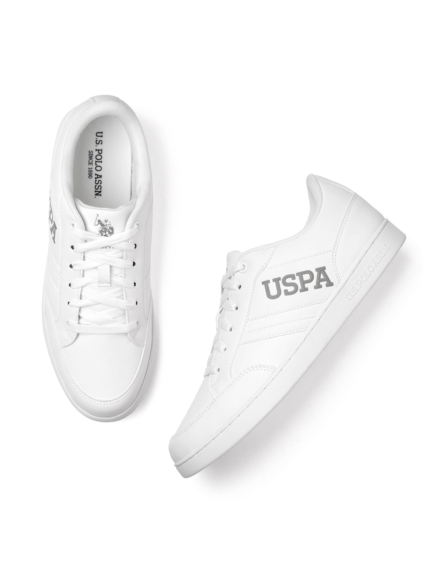 Round Toe Solid Gala Sneakers White - U.S. Polo Assn. India | Large