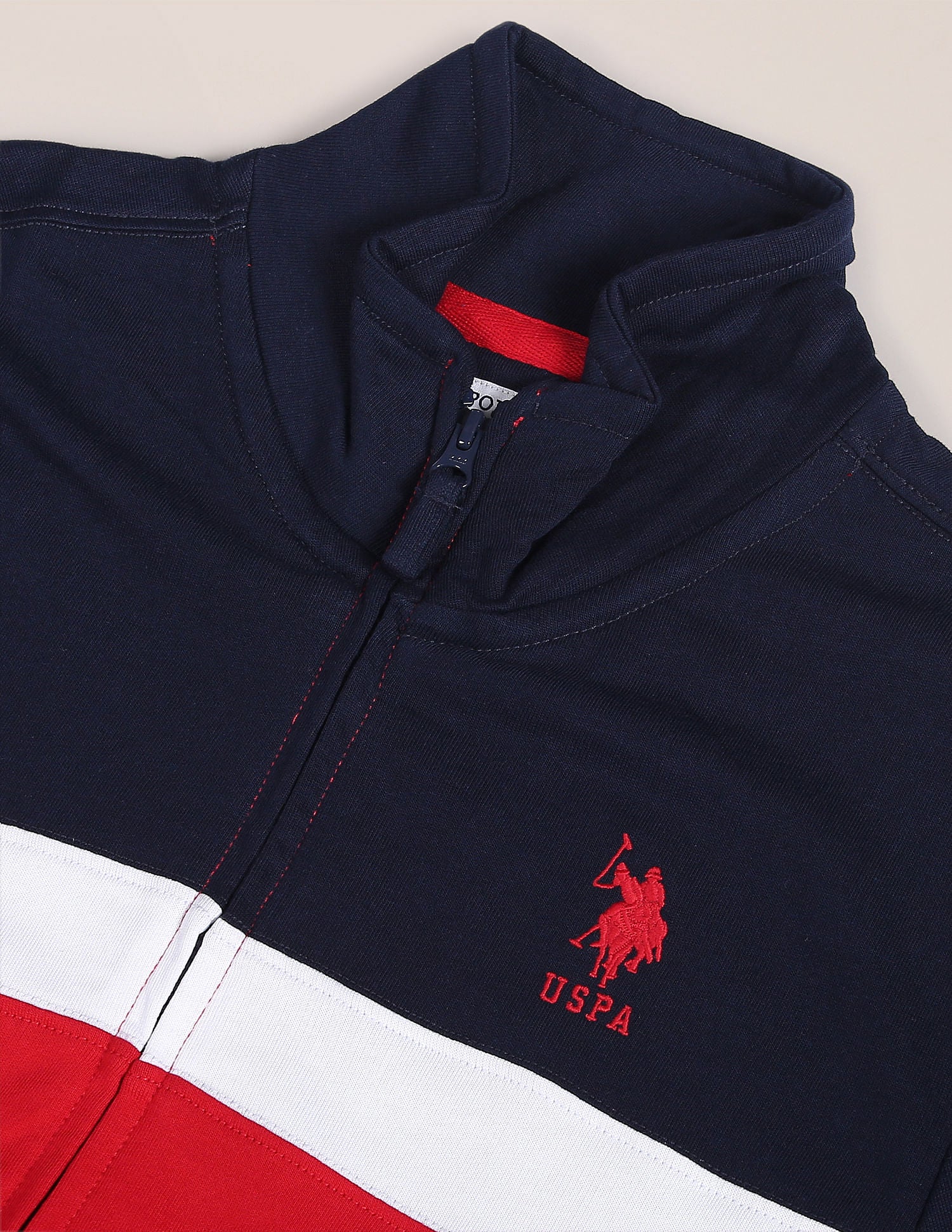 Colour Block Cotton Sweatshirt Navy - U.S. POLO ASSN. | Large