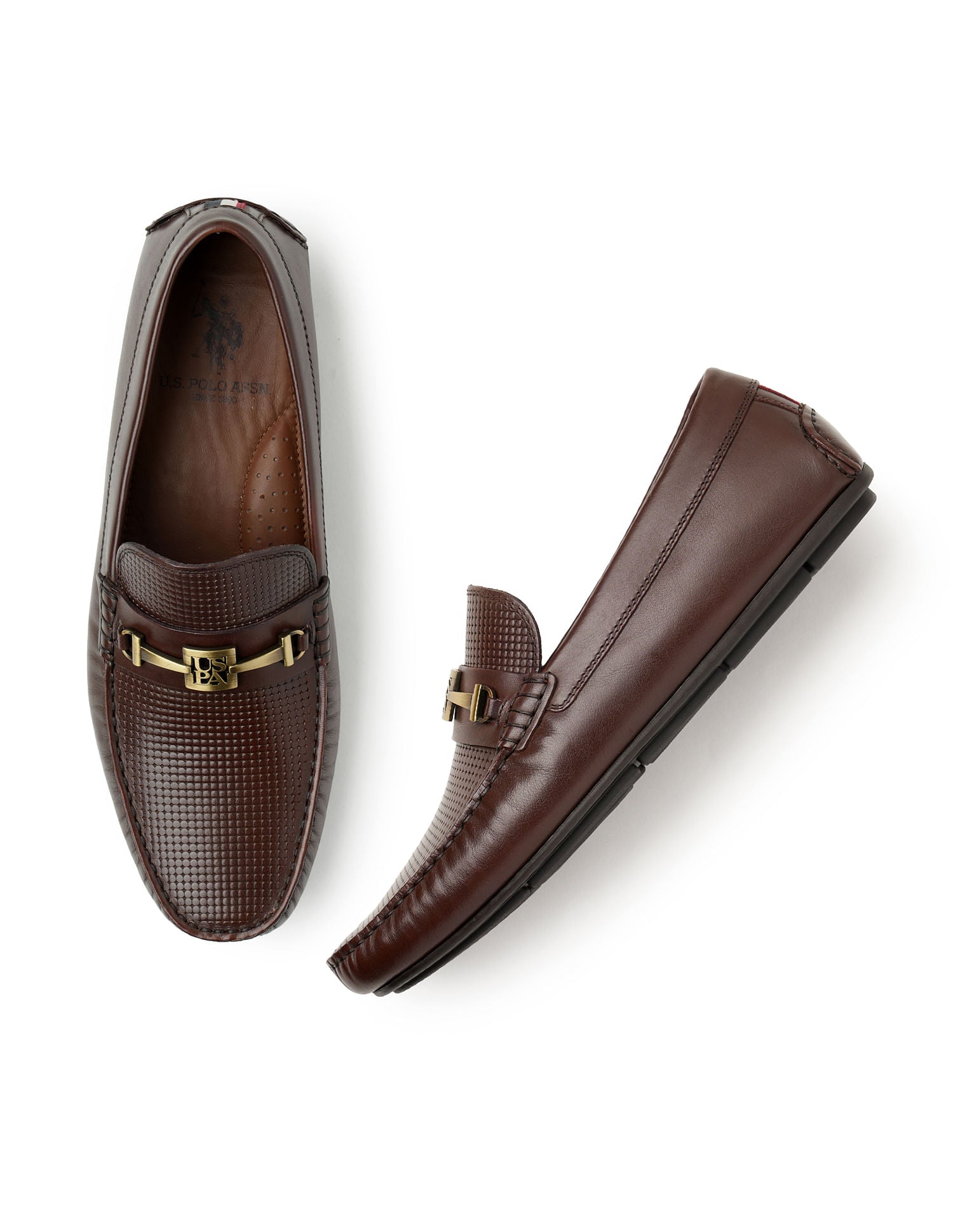 Men Metallic Logo Alizah Loafers Brown - U.S. Polo Assn. India | Large
