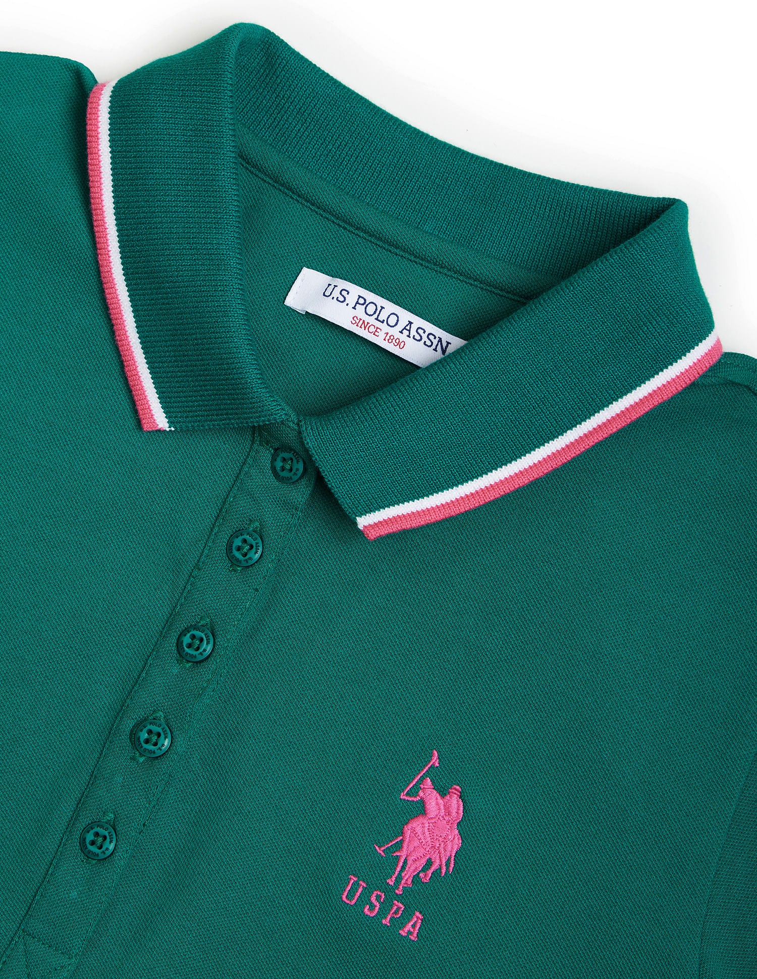 Tipped Collar Cotton Stretch Polo Shirt Lush Meadow - U.S. POLO ASSN. | Large