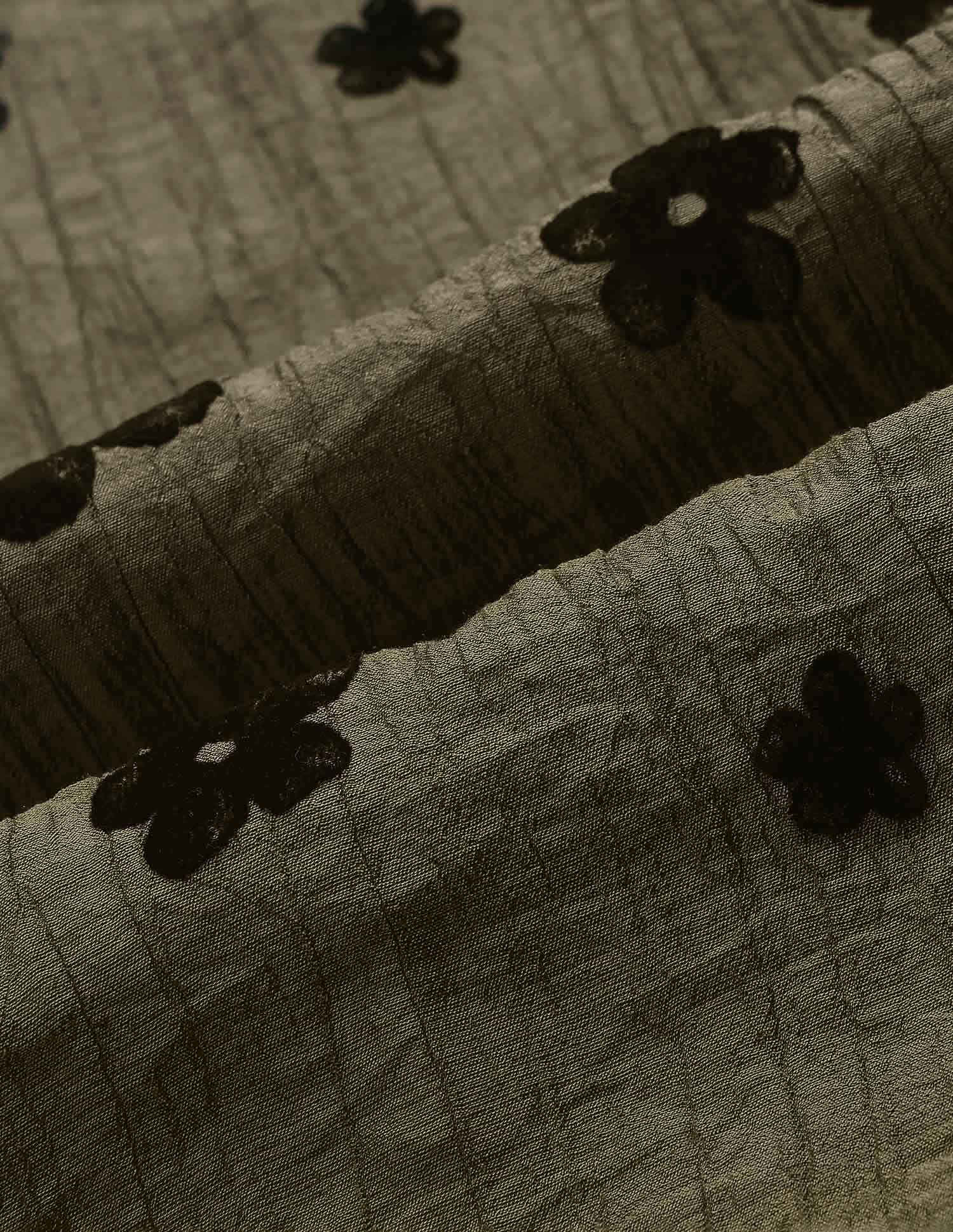 Semi-Sheer Floral Flock Shirt Brown - U.S. POLO ASSN. | Large