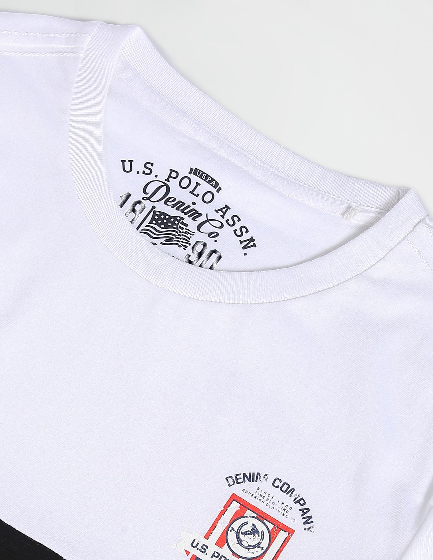 Colour Block Cotton T-Shirt White, Grey and Black - U.S. Polo Assn. India | Large