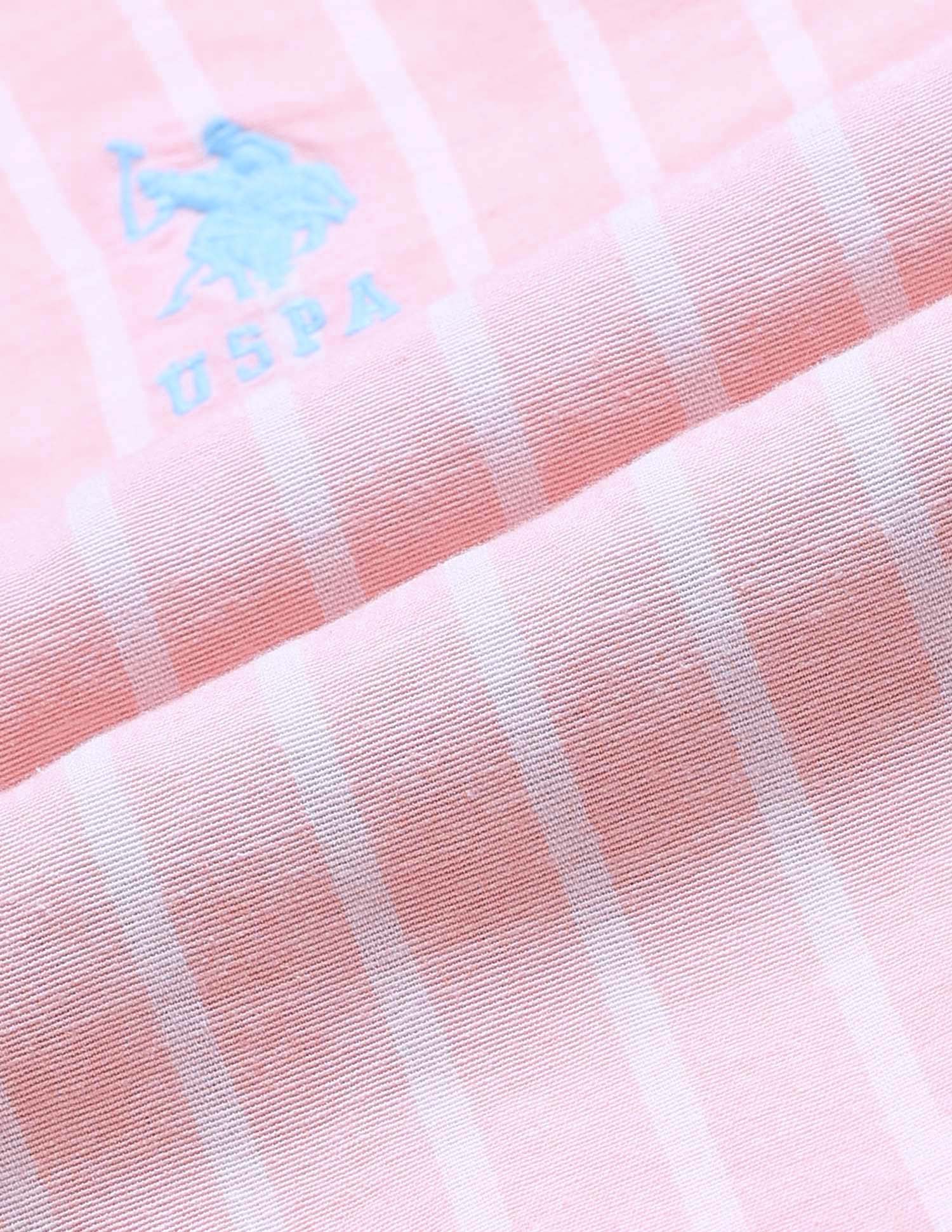 Boys Vertical Striped Dobby Shirt Pink - U.S. POLO ASSN. | Large