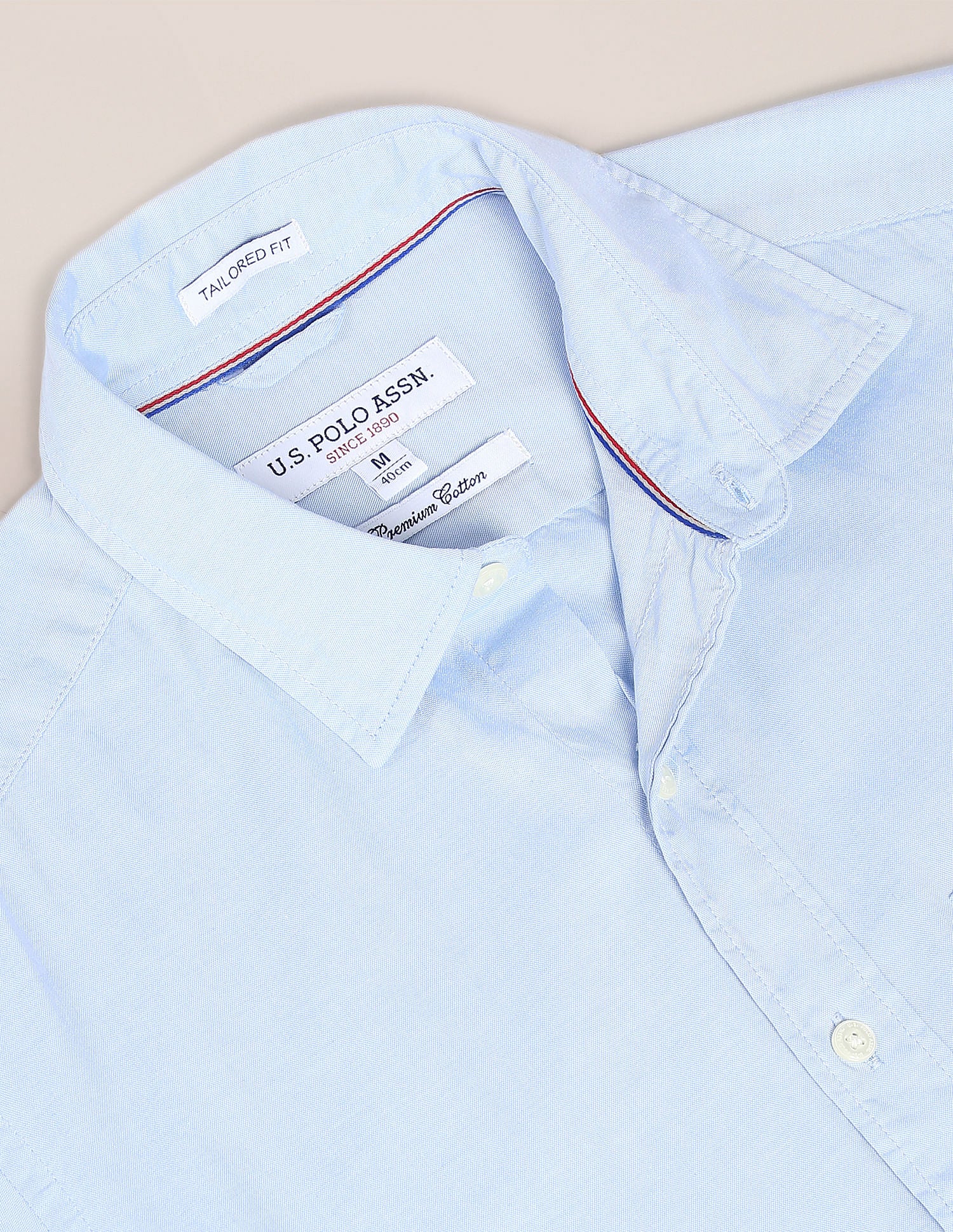 Men Light Blue Oxford Regular Fit Casual Shirt Light Blue - U.S. Polo Assn. India | Large