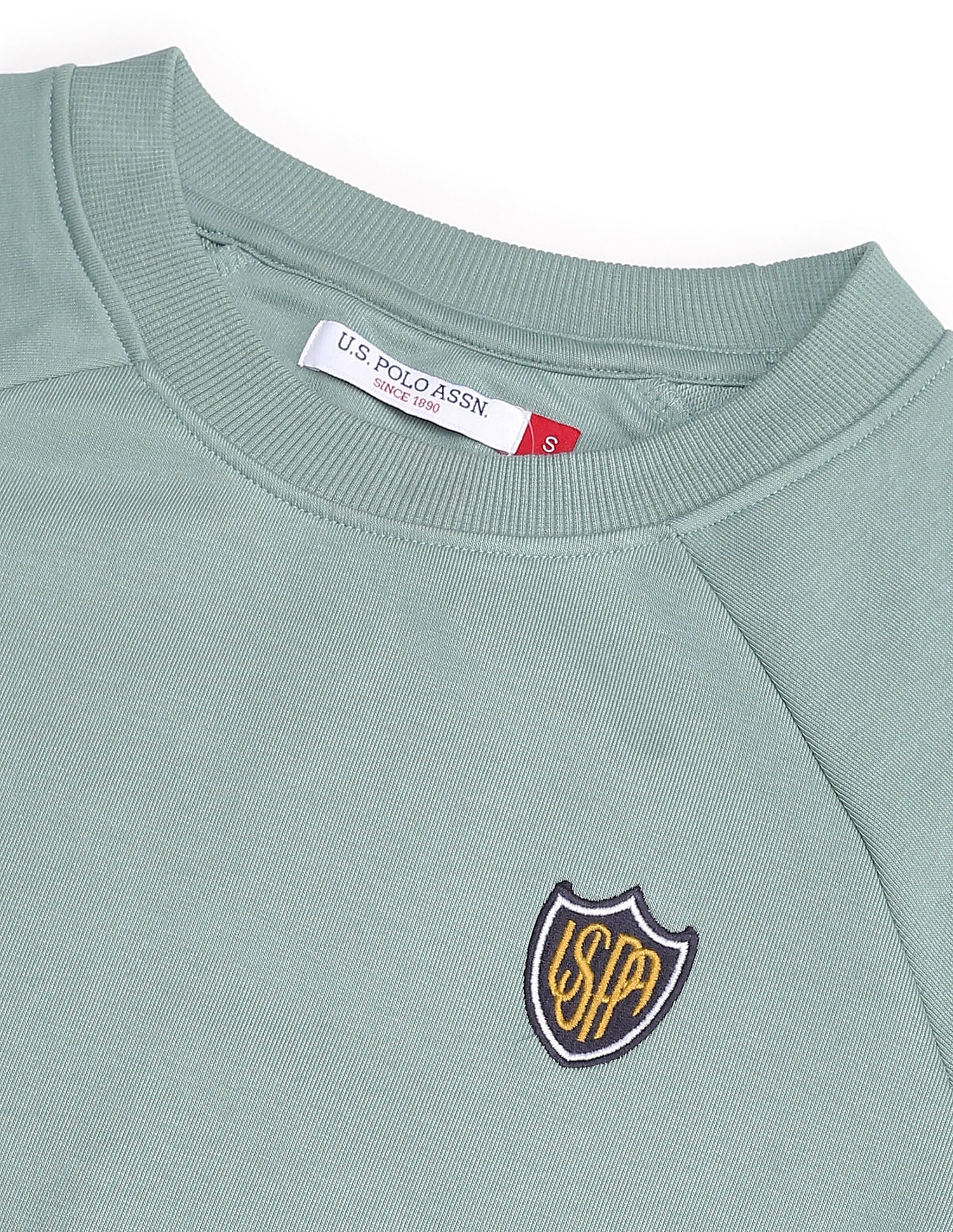 Crew Neck Embroidered Logo Sweatshirt Sage - U.S. Polo Assn. India | Large