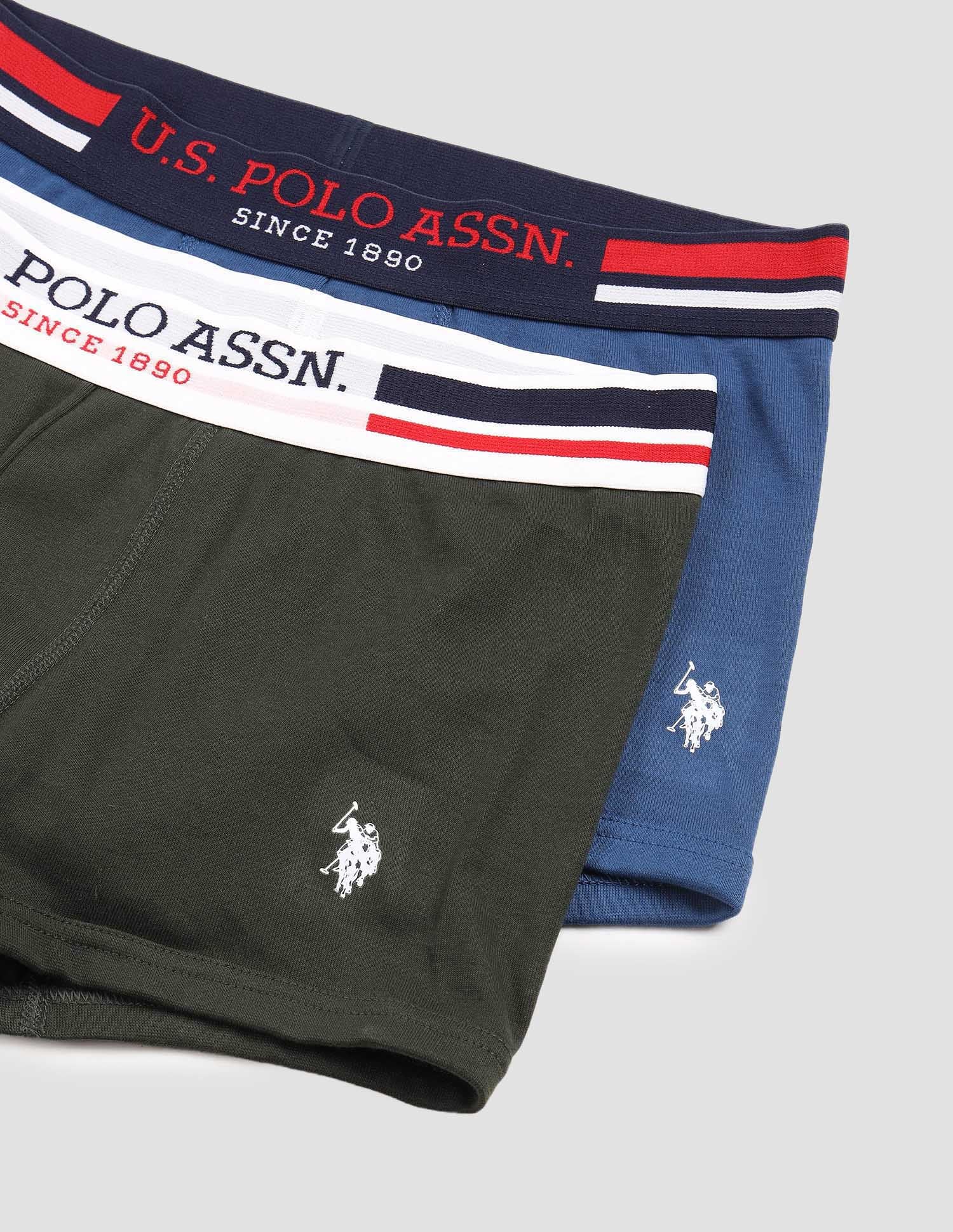 Mid Rise Cotton I641 Trunks - Pack Of 2 Olive and True Blue - U.S. POLO ASSN. | Large