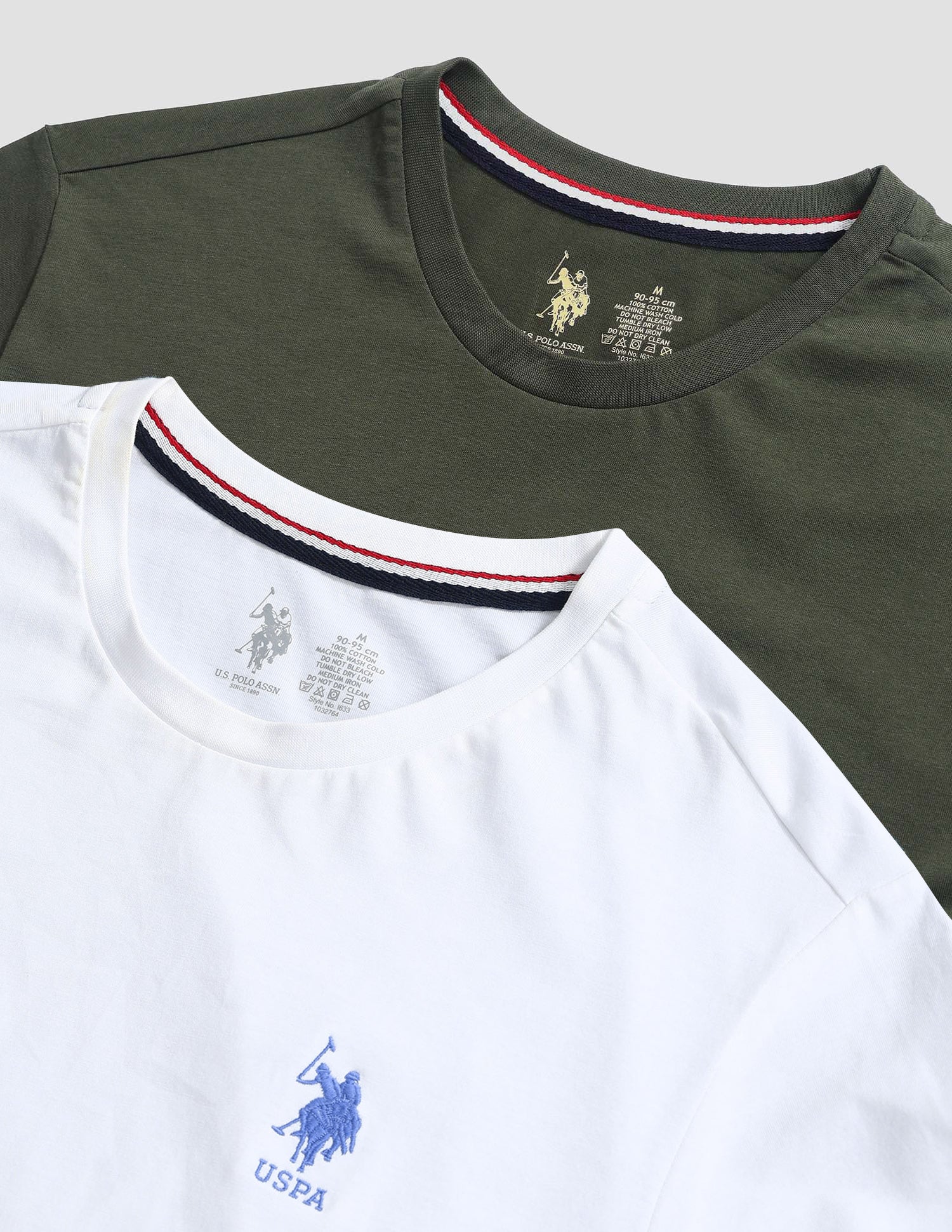 Tonal Logo Cotton 1633 Lounge T-Shirt - Pack Of 2 Blue Mel and White - U.S. POLO ASSN. | Large