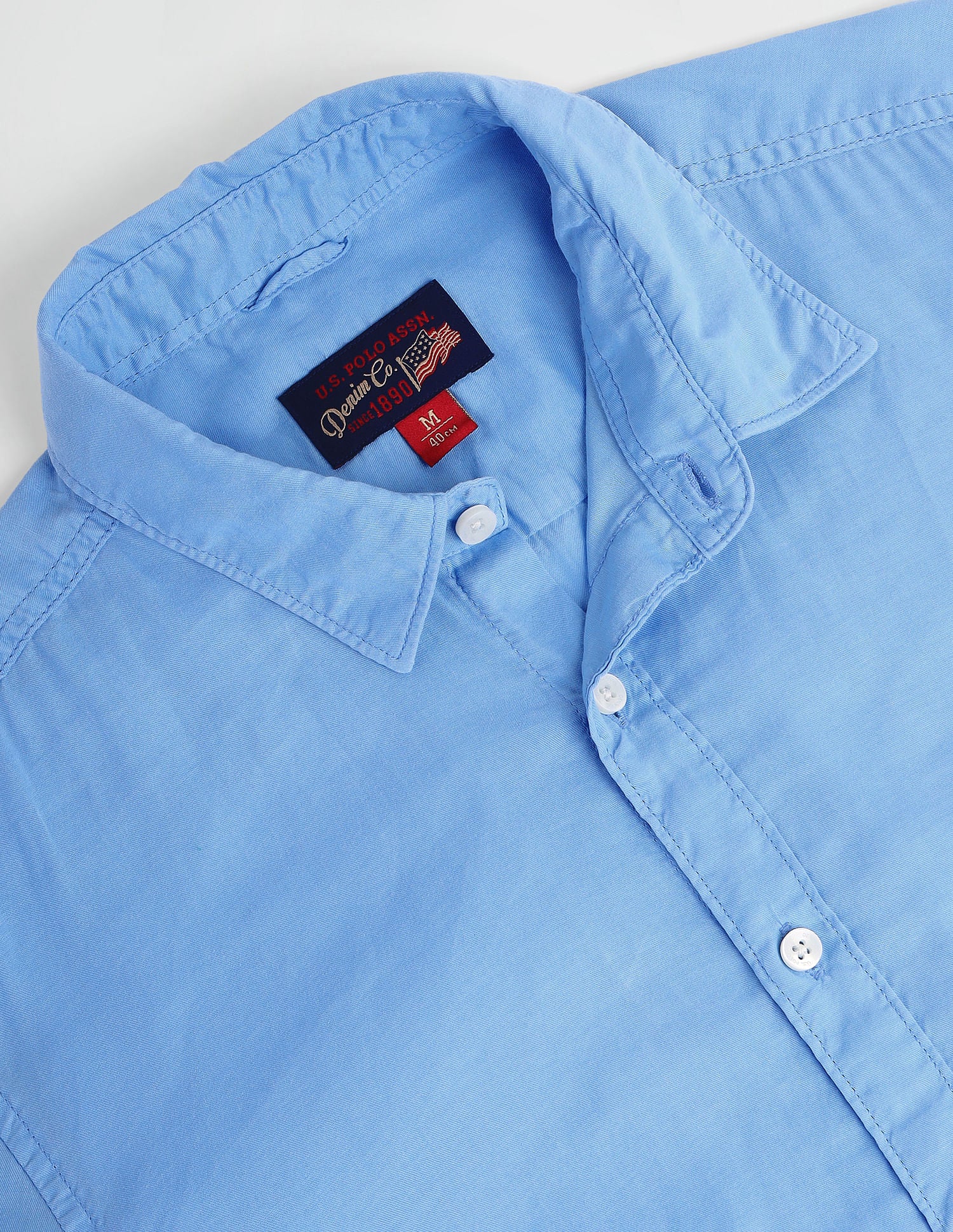 Slim Fit Solid Twill Shirt Light Blue - U.S. POLO ASSN. | Large