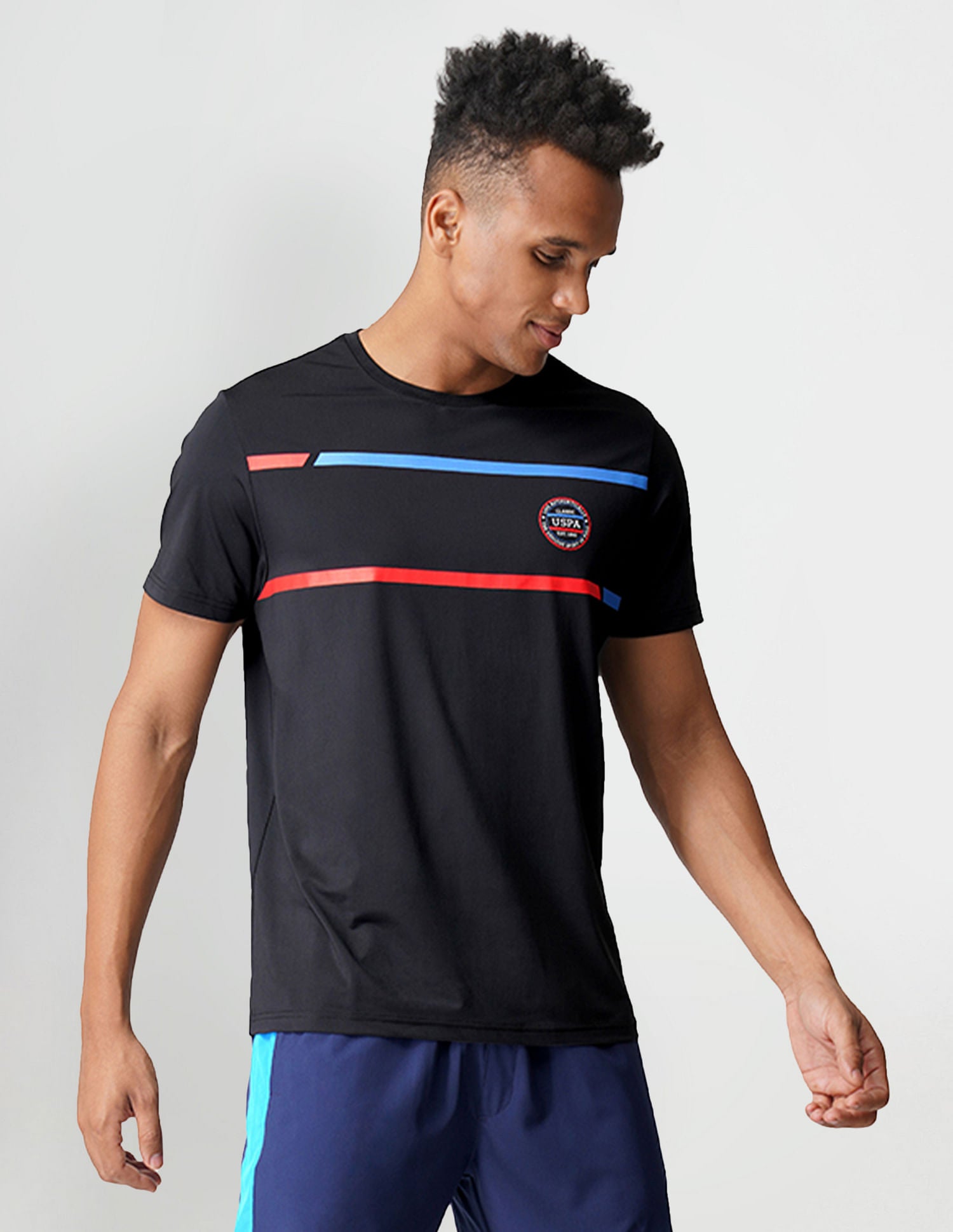 Brand Stripe Crew Neck I714 Lounge T-Shirt - Pack Of 1 Black - U.S. POLO ASSN. | Large