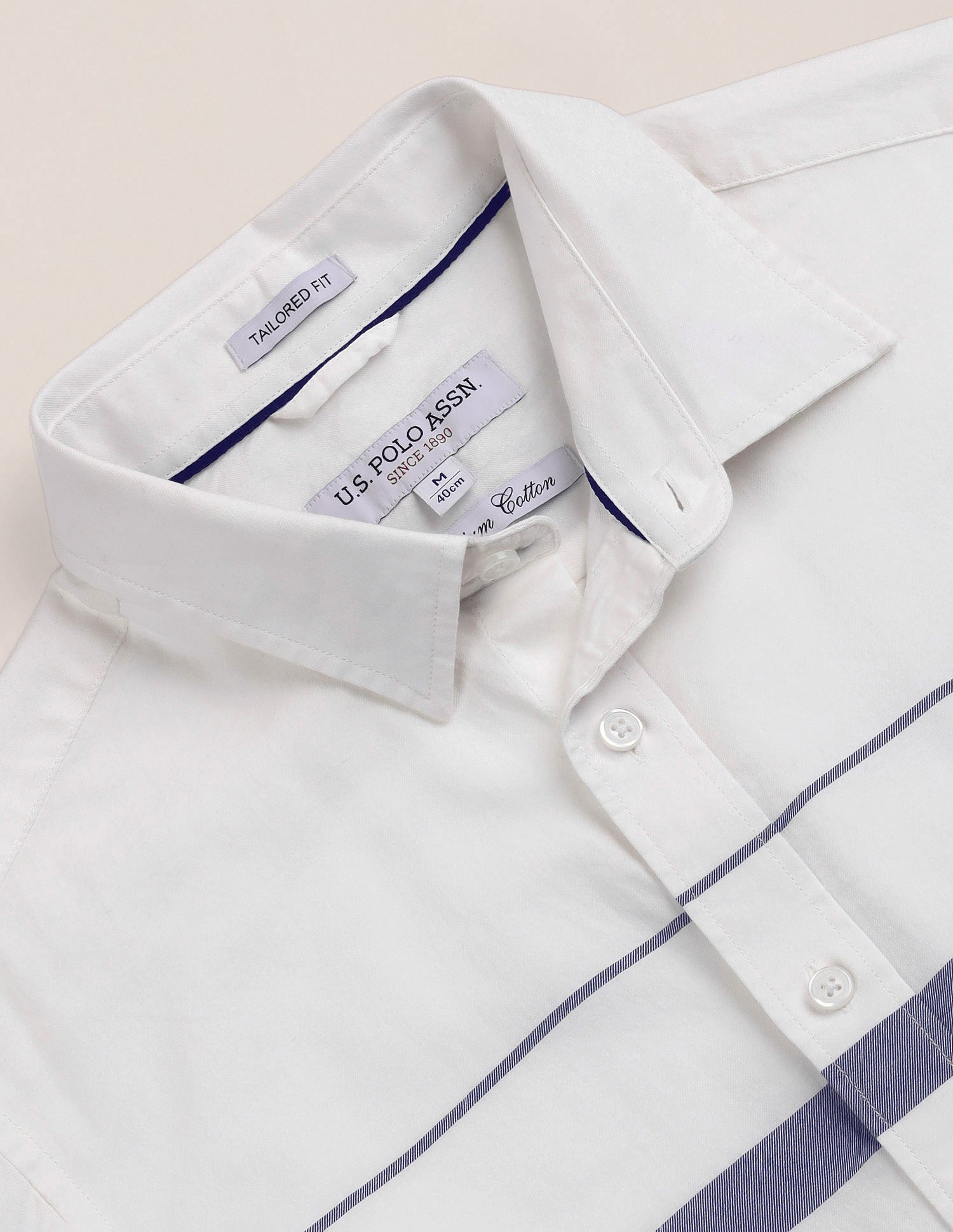 Premium Cotton Tailored Fit Shirt White - U.S. Polo Assn. India | Large