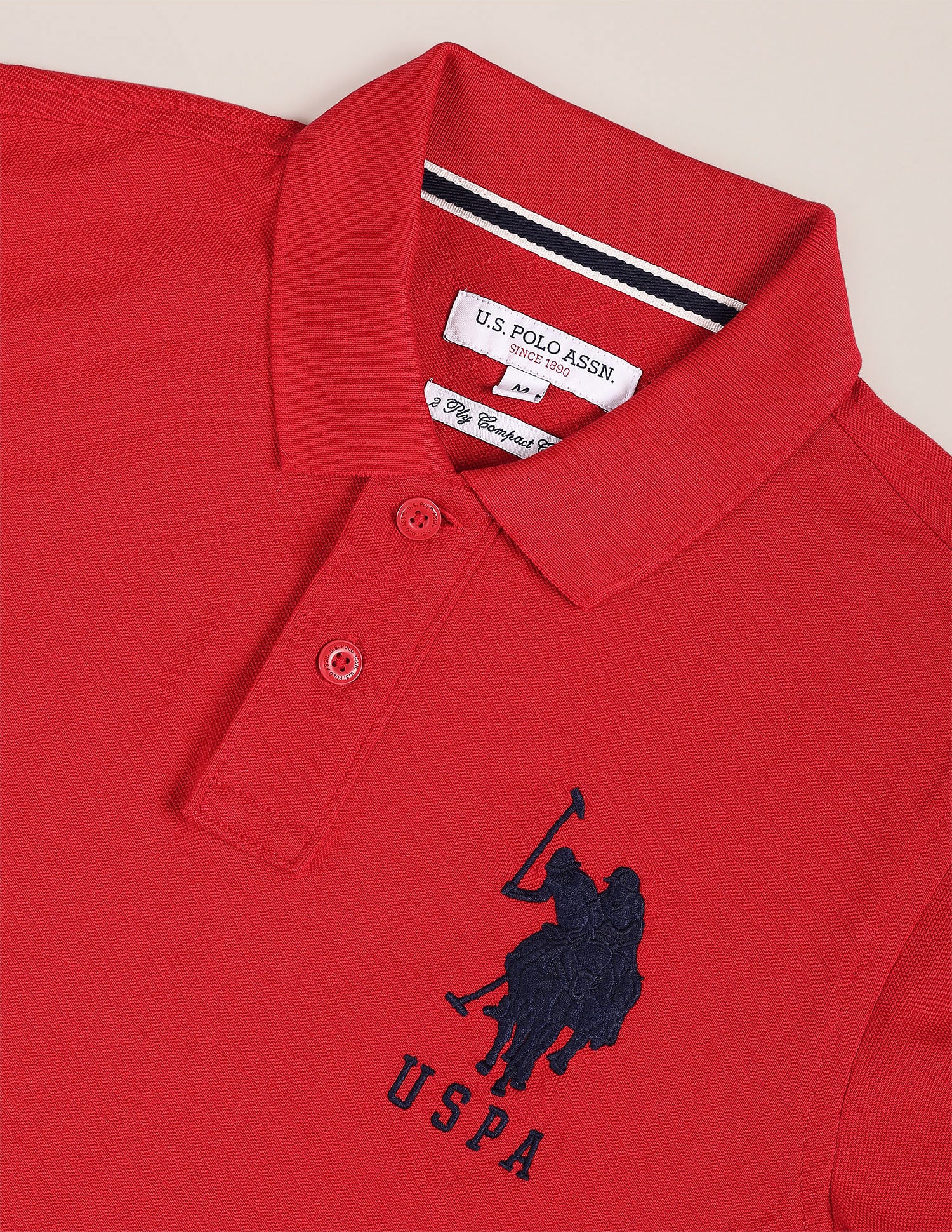 Embroidered Logo Pique Polo Shirt Red - U.S. POLO ASSN. | Large