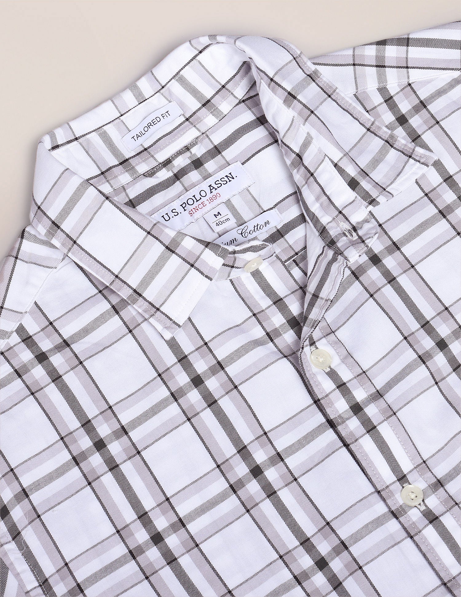 Tartan Twill Tailored Shirt Grey - U.S. Polo Assn. India | Large