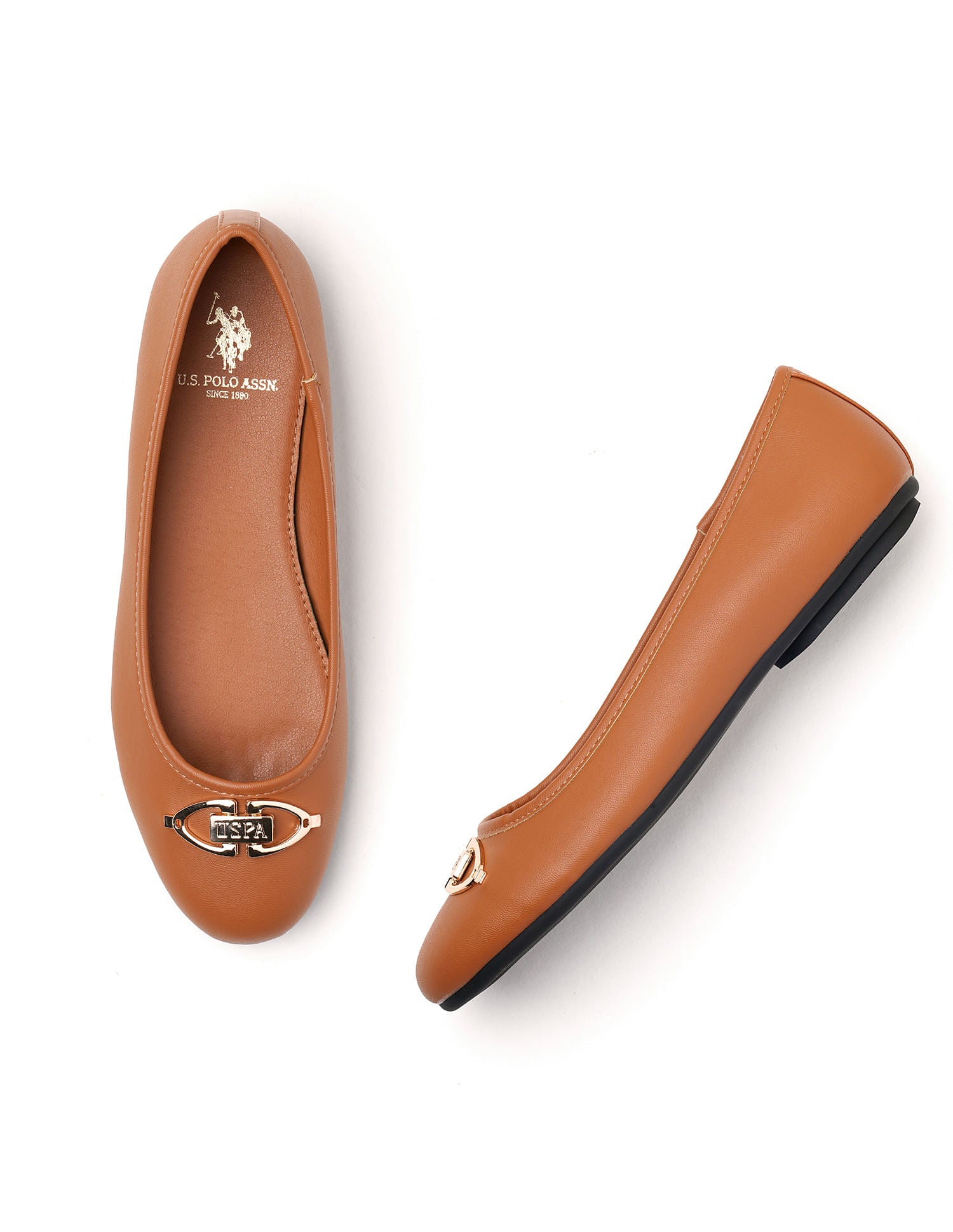 Round Toe Solid Mia Ballerinas Tan - U.S. POLO ASSN. | Large