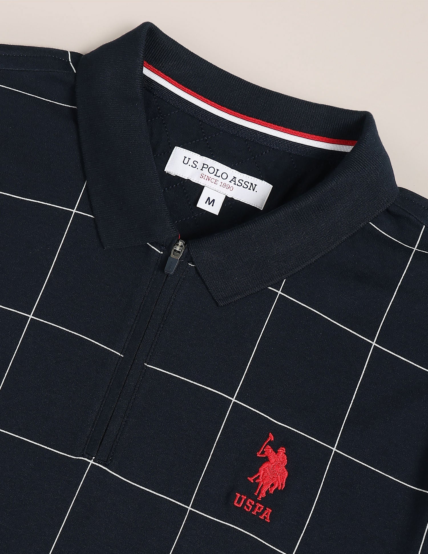 Check Knit Polo Shirt Navy - U.S. Polo Assn. India | Large