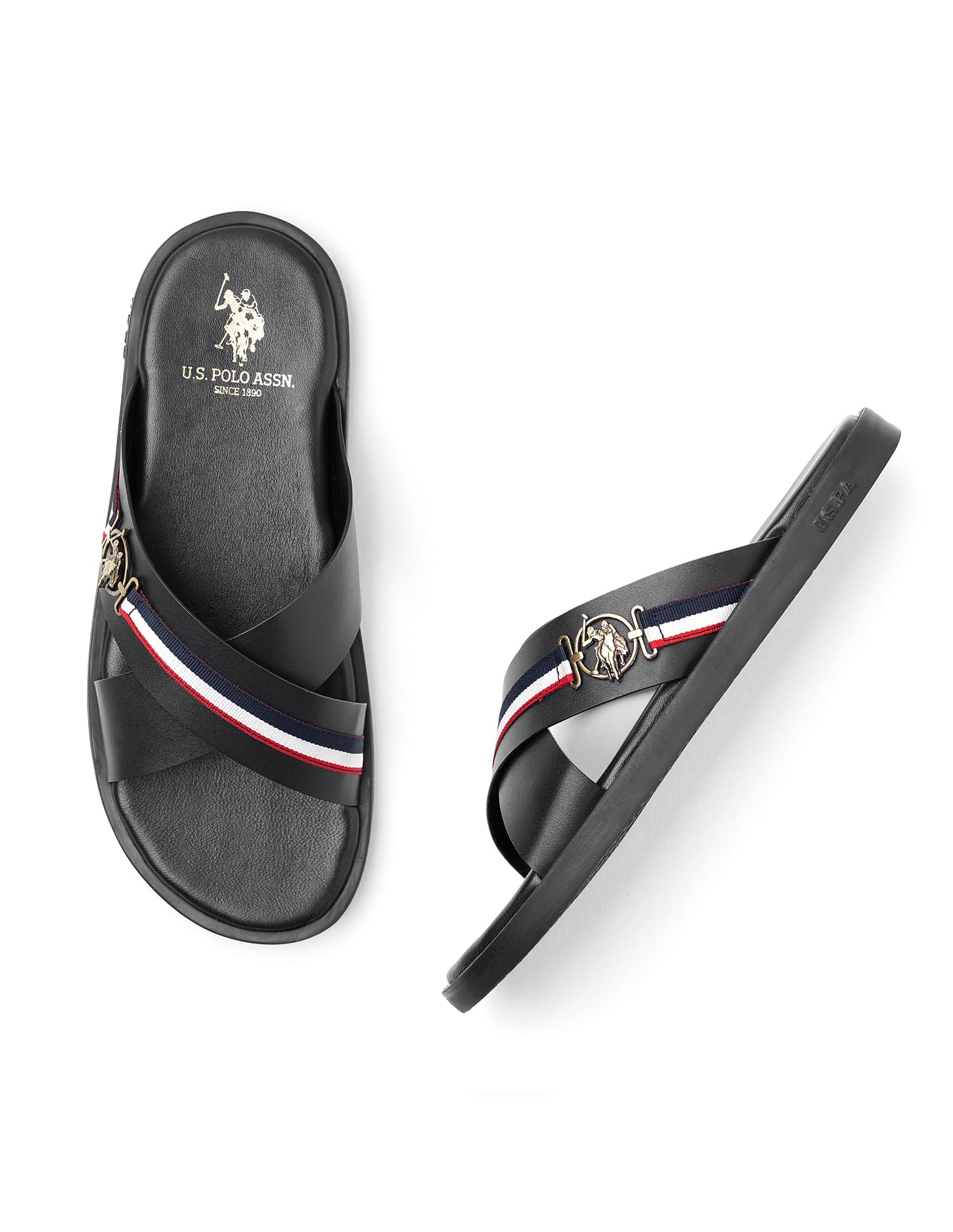 Men Strap Fran Sandals Black - U.S. Polo Assn. India | Large