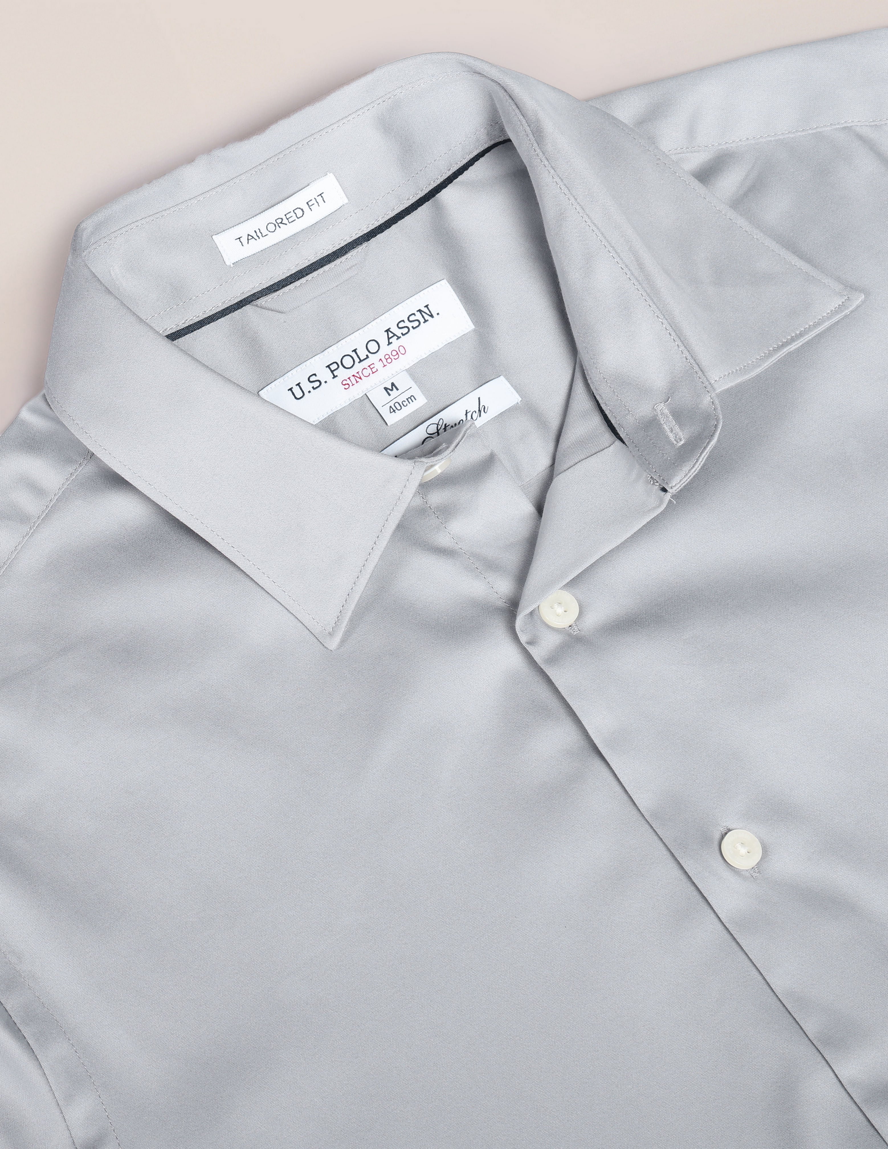Cutaway Collar Solid Shirt Grey - U.S. POLO ASSN. | Large